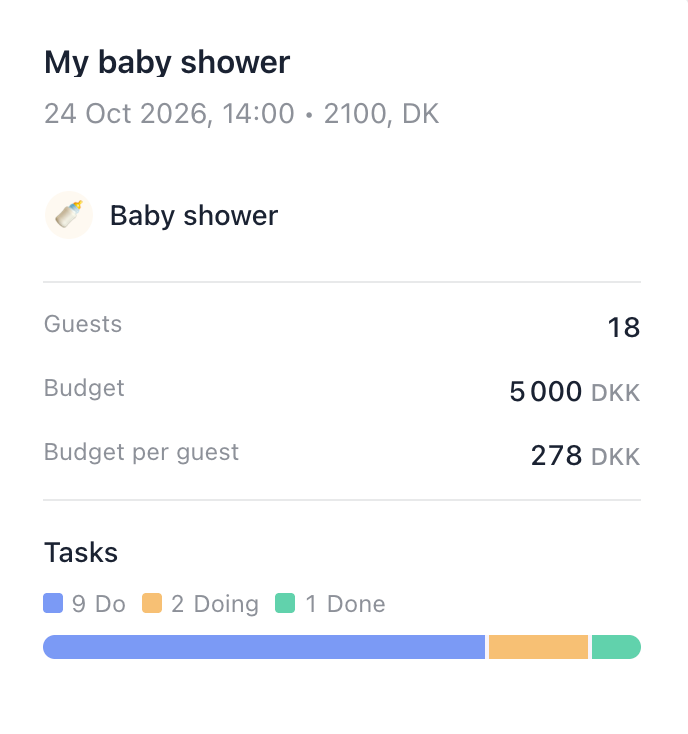 A card with event details