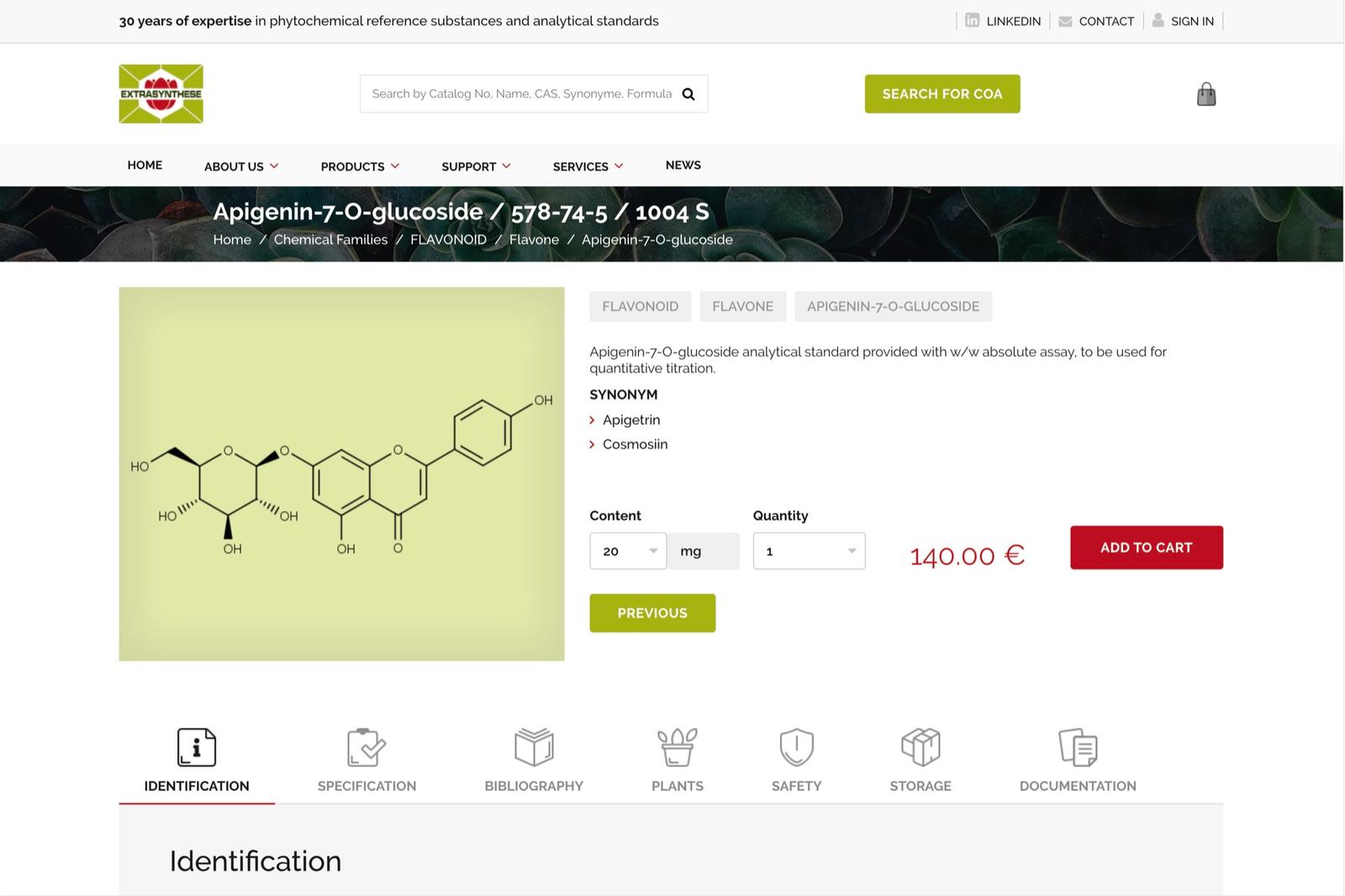 Fiche produit · Apigenin-7-O-glucoside
