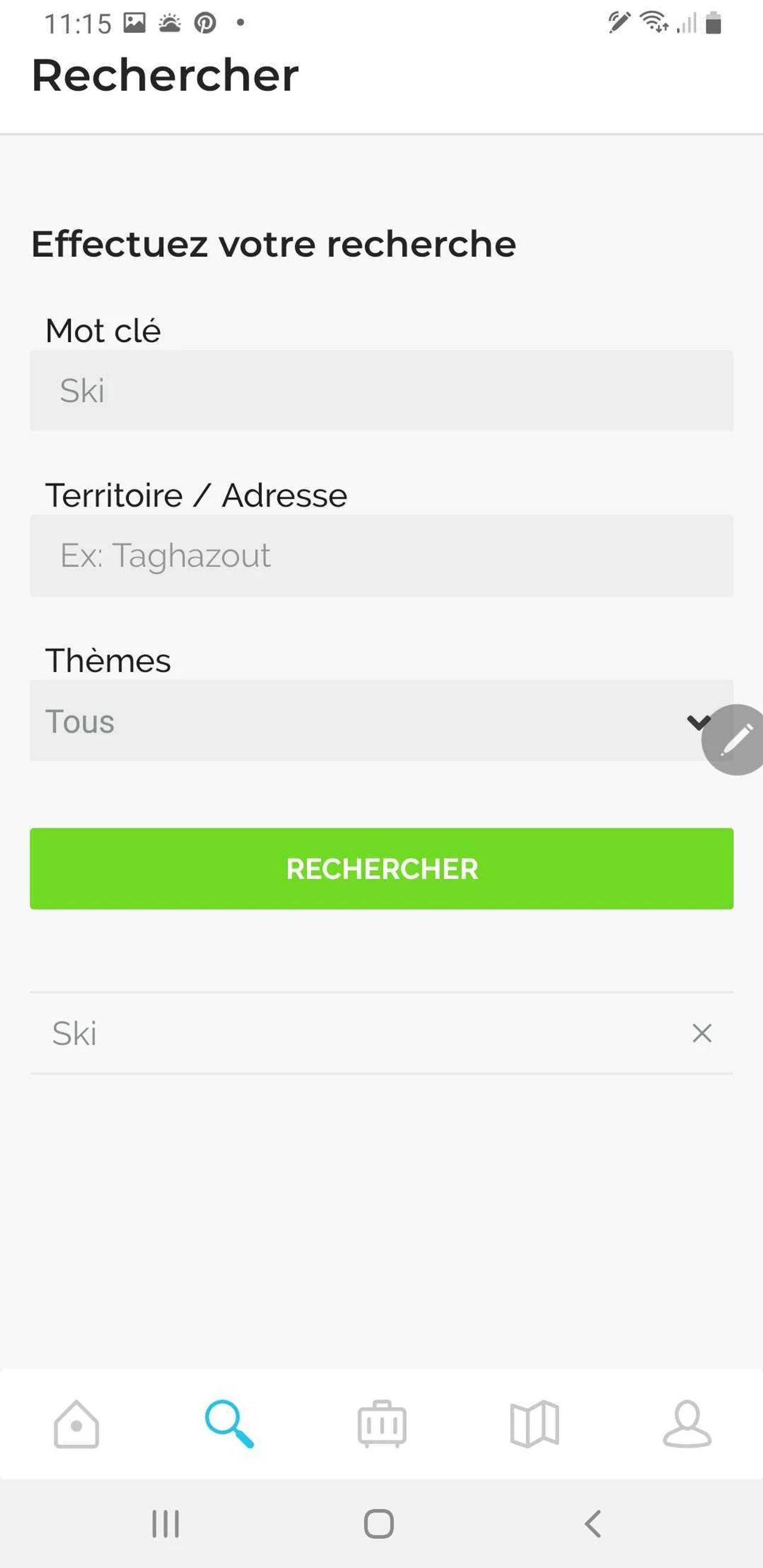 Accueil de l'app, fil découverte