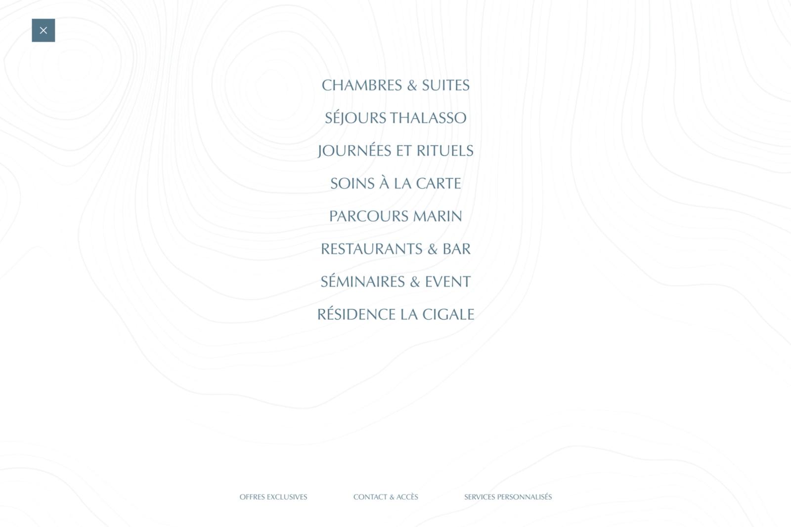 Menu chambres et suites
