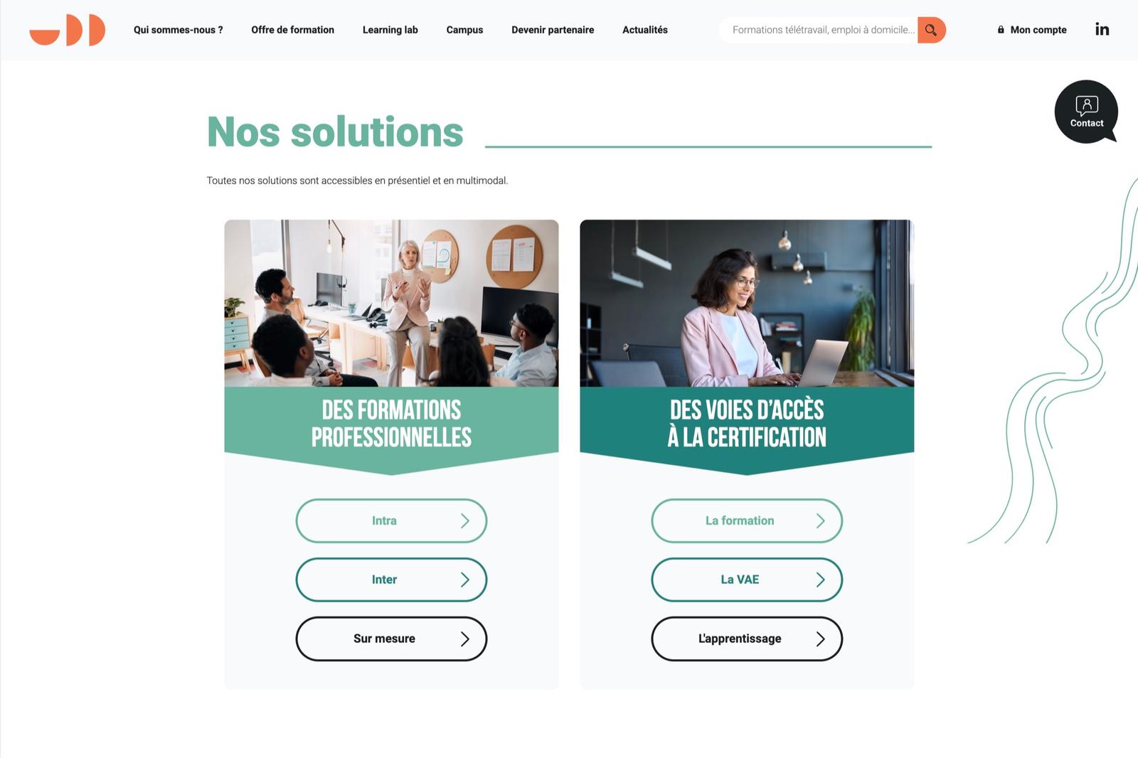 Nos solutions · Formations et certification