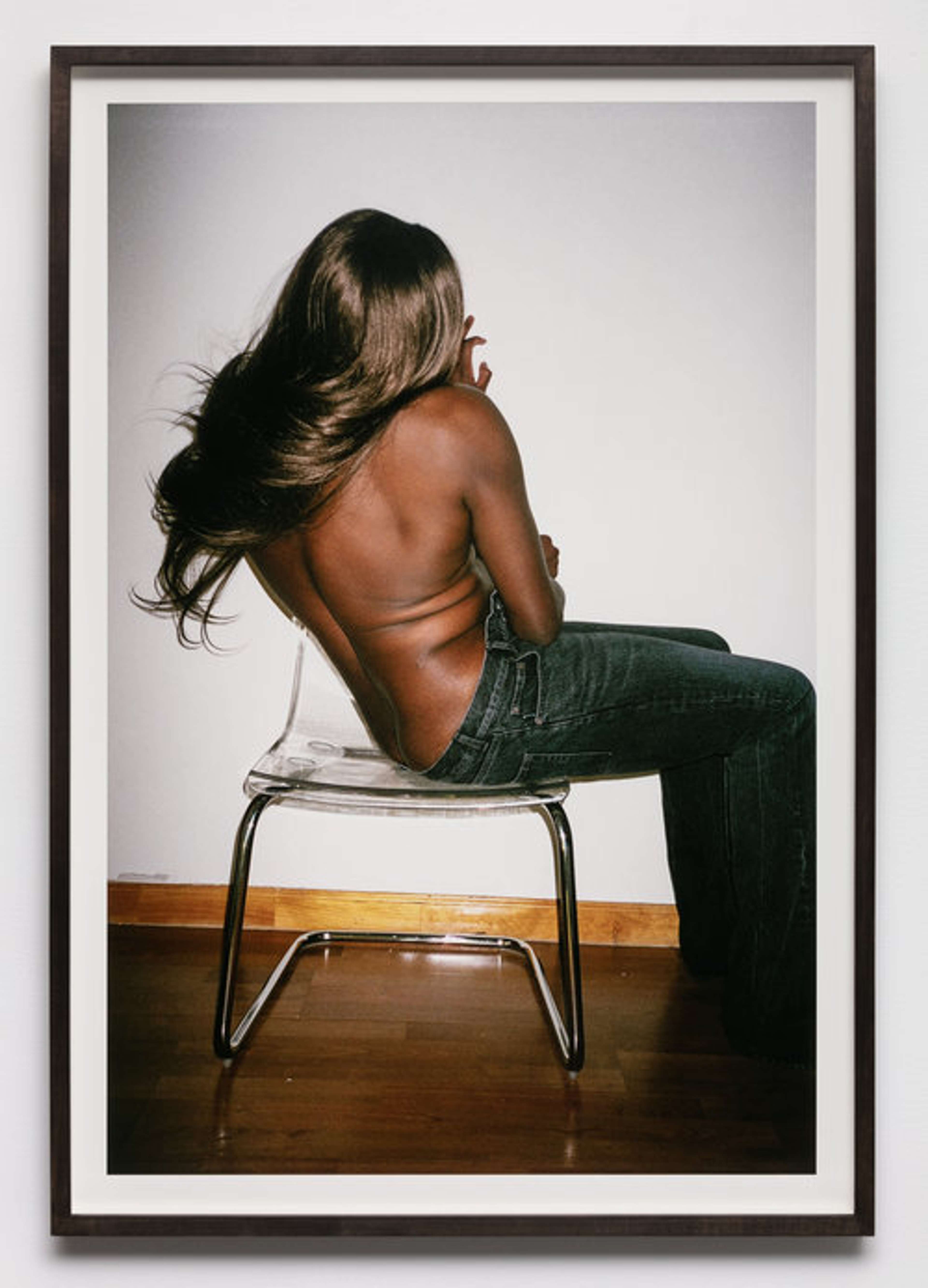 Kayode Ojo: Closed Audition: Balenciaga Bootcut, 2018, C-print mounted on museum board, 39 7/8 by 26 3/8 inches; at Martos.