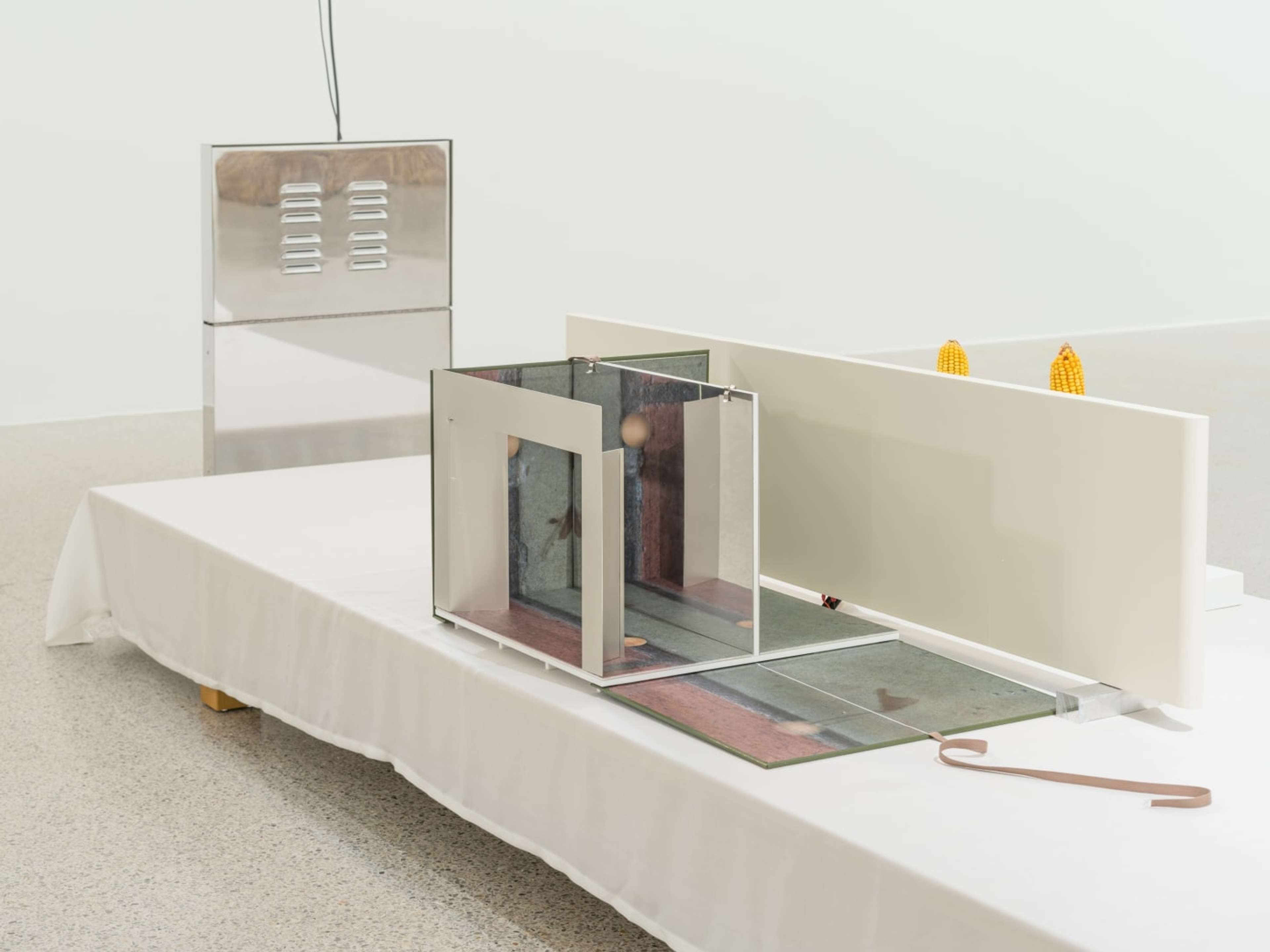 Installation view, Jesse Stecklow, Terminal, Museum moderner Kunst Stiftung Ludwig (mumok), Vienna, 2022. Photograph by Klaus Pichler. Courtesy of Jesse Stecklow, mumok, Vienna, and Sweetwater.