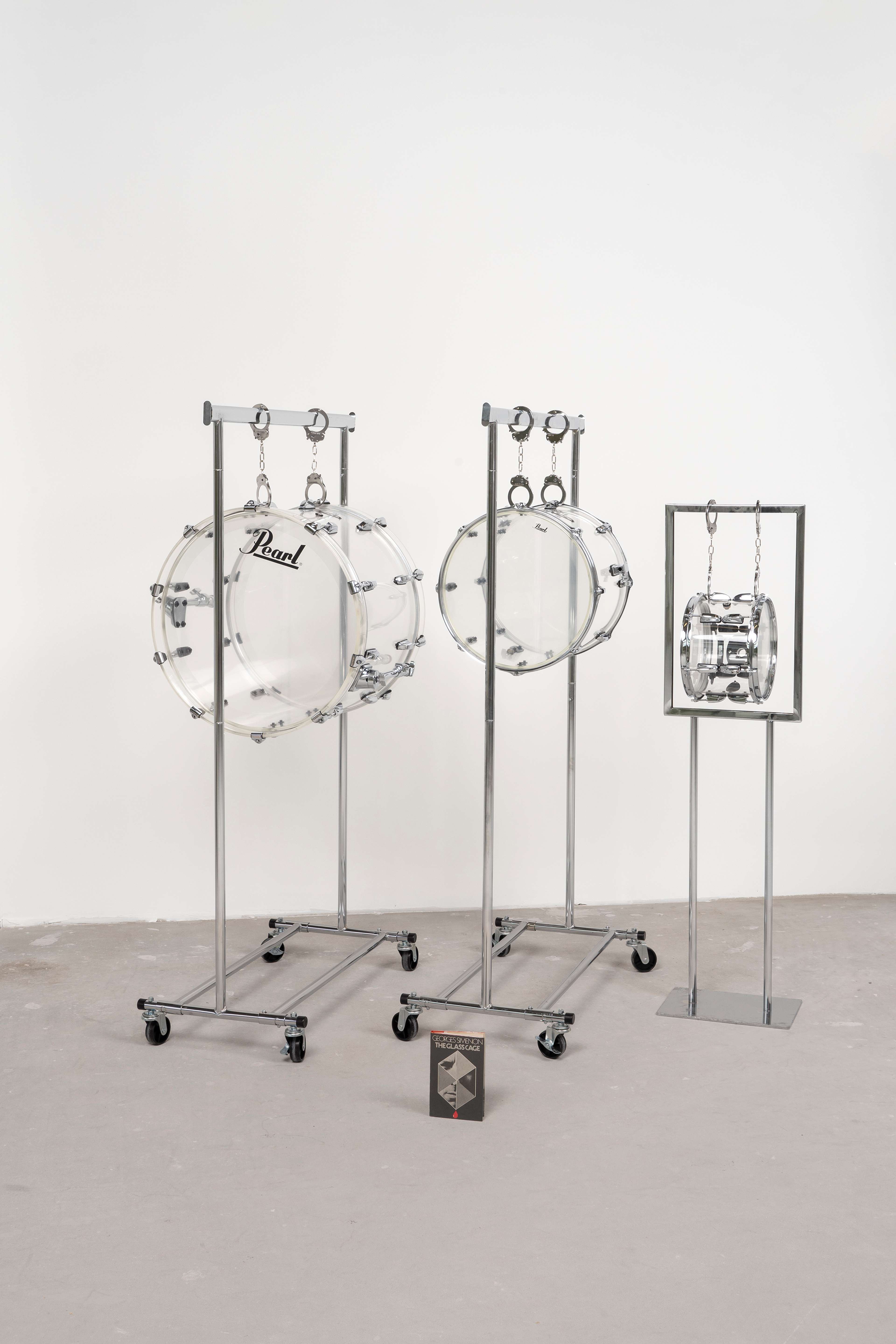 Kayode Ojo, Vaterdrum, Mutterdrum, Michdrum, 2021, SONGMICS Heavy Duty Clothes Rack Coat Rack on Wheels (2), Floor Standing Sign Holder – Single Tier Chrome, Pearl CRB524P C730 Crystal Beat Fusion Shell Drum Set Acrylic, Liberty Imports Heavy Duty Diecast Metal Stainless Steel Handcuffs with Keys Bulk Party Favors for Police Kids Role Play (6), The Glass Cage by Georges Simenon, Installation dimensions variable. Installation view: Kayode Ojo, Call it what you want, Sweetwater, Berlin. April 30 – June 19, 2021. Courtesy of Kayode Ojo and Sweetwater, Berlin.