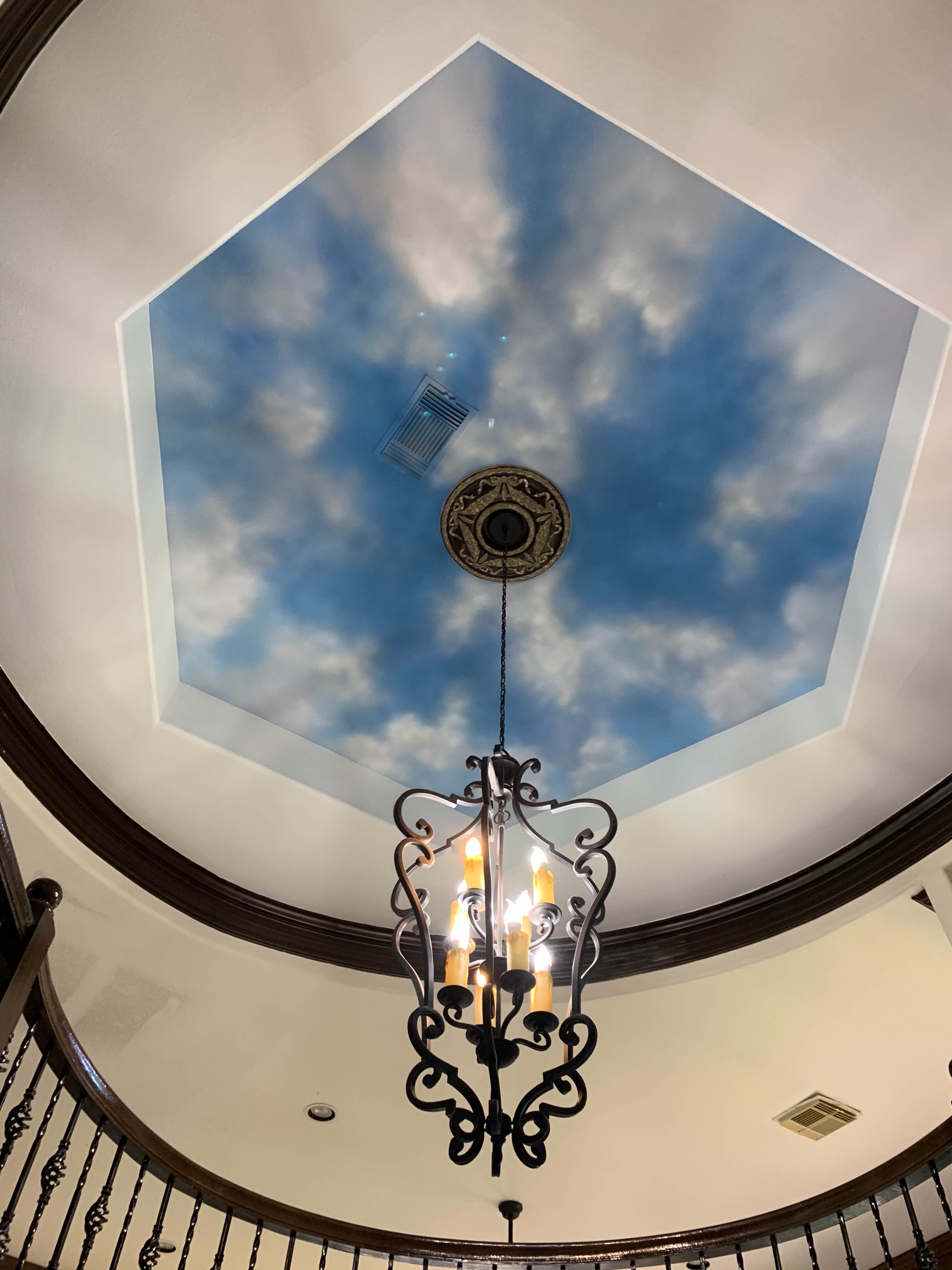 Hand-painted sky ceiling · hexagonal rotunda · River Oaks