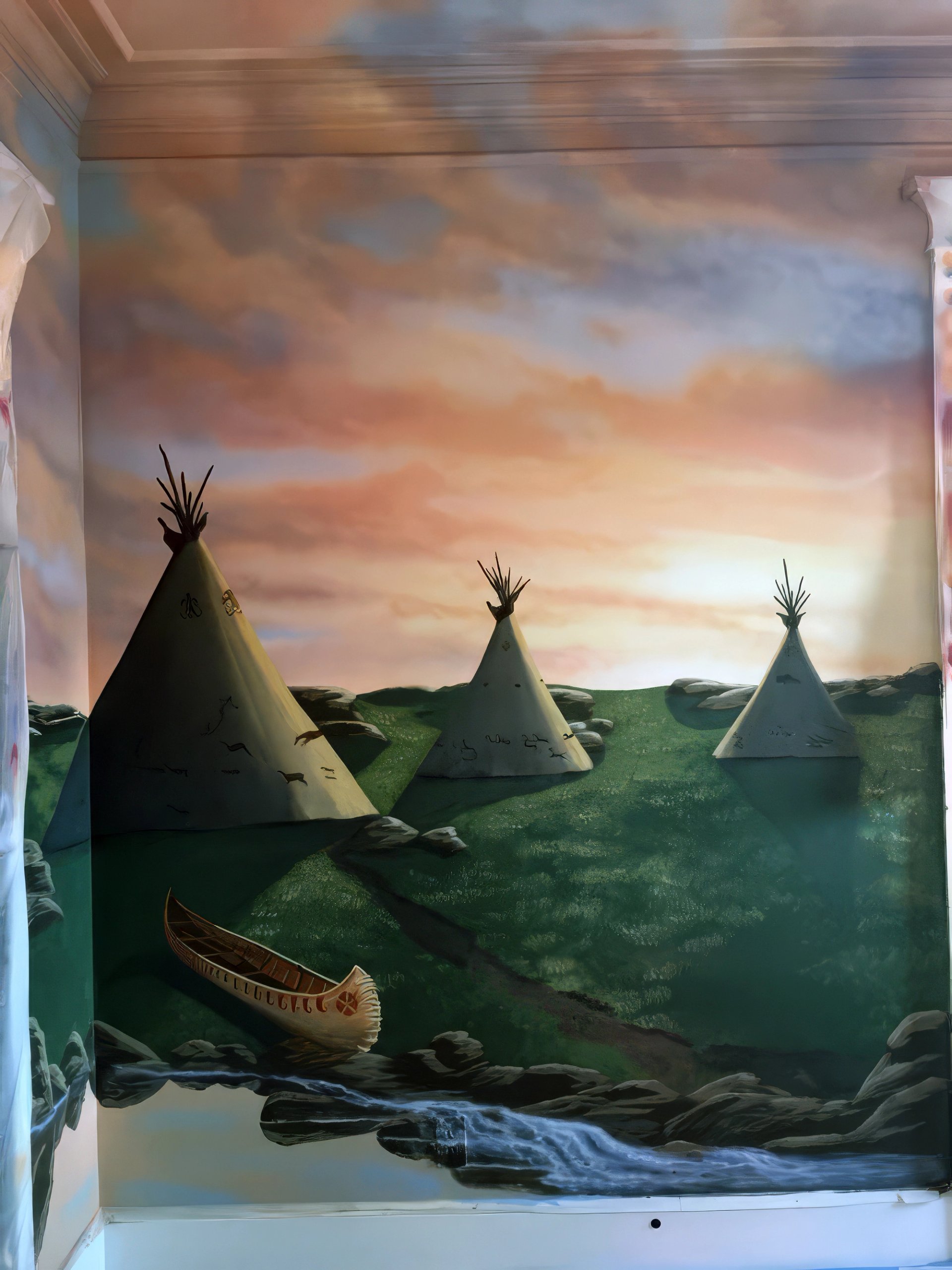 Early America Themescape Tepees and Sunset by Misha Creations