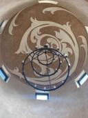 Hand-painted acanthus scroll design on domed rotunda ceiling