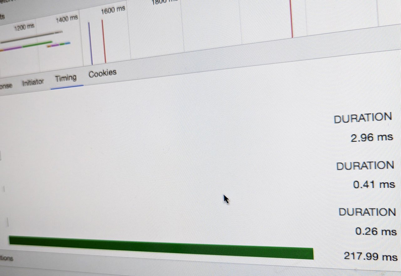 dev tools network tab that shows the dowload duration