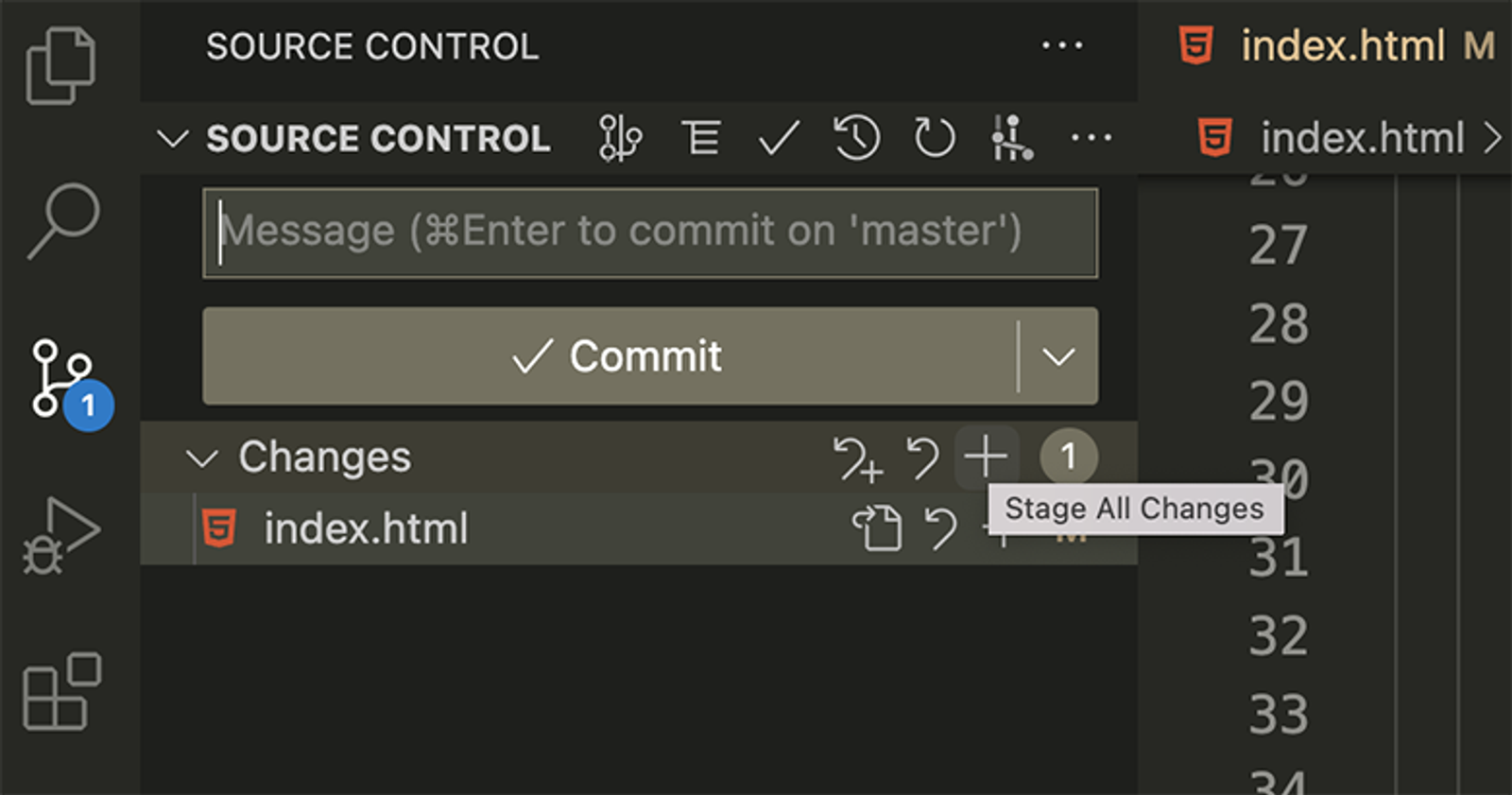 commit message box