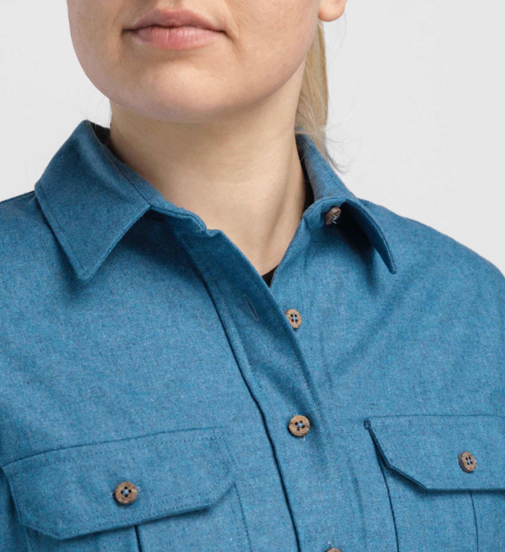 Aclima reborn recycled wool shirt blue women's