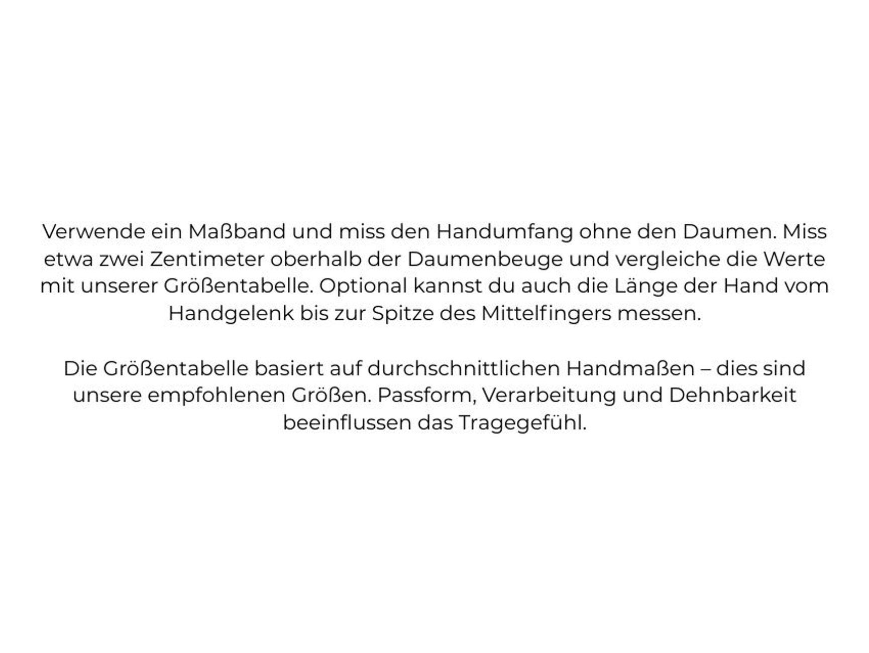 Größentabellen