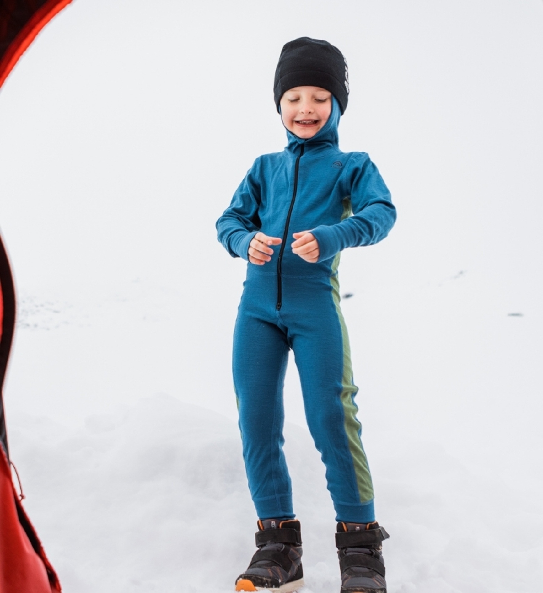 Aclima wool full-body suit for children blue