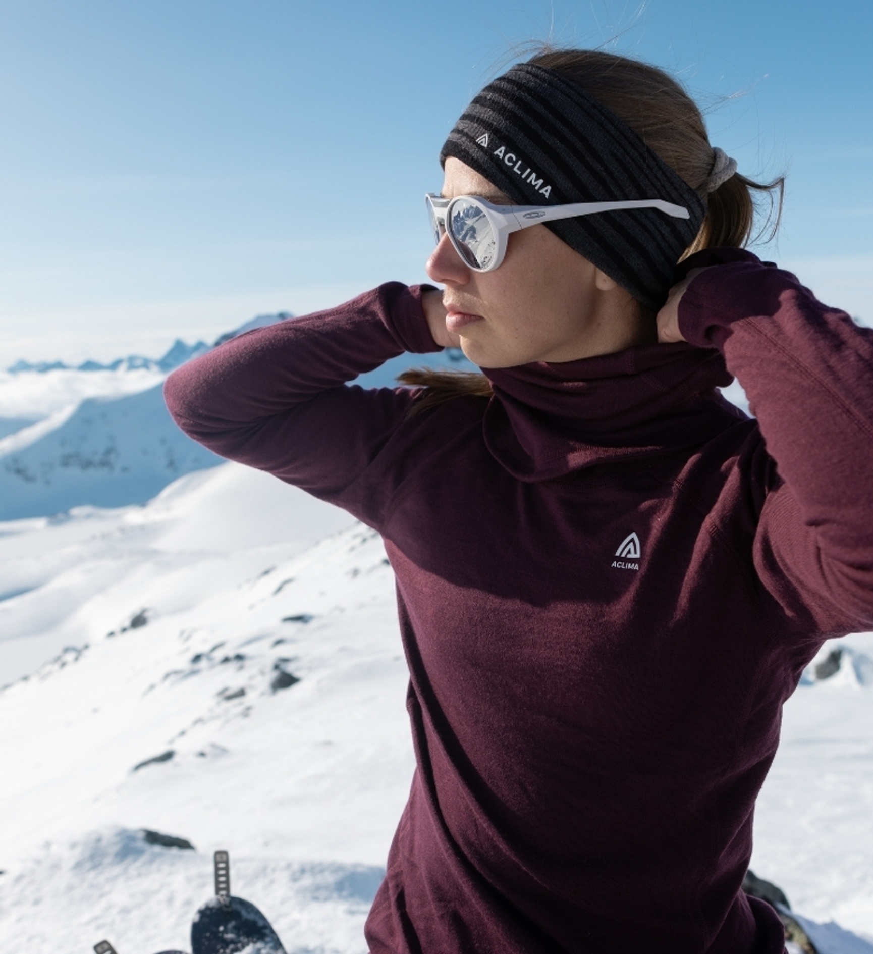 Aclima WarmWool pullover lila Damen in Merinowolle