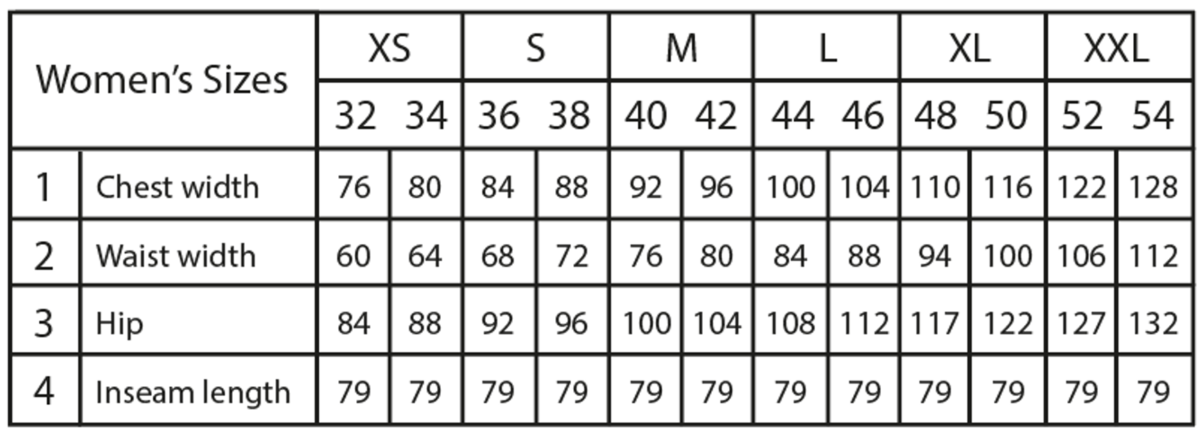 Women’s size guide