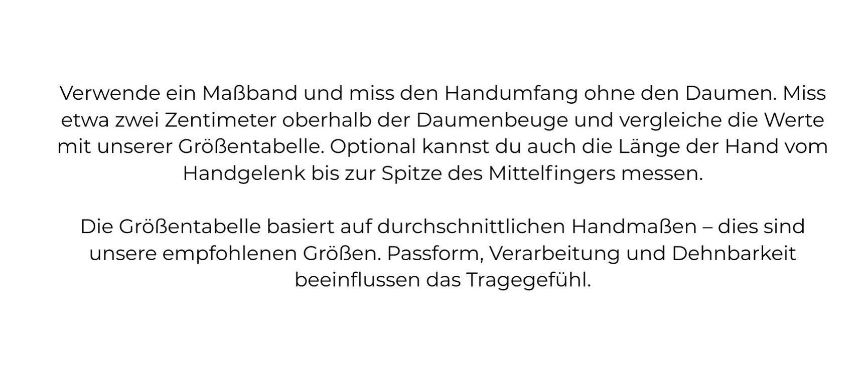 Größentabellen