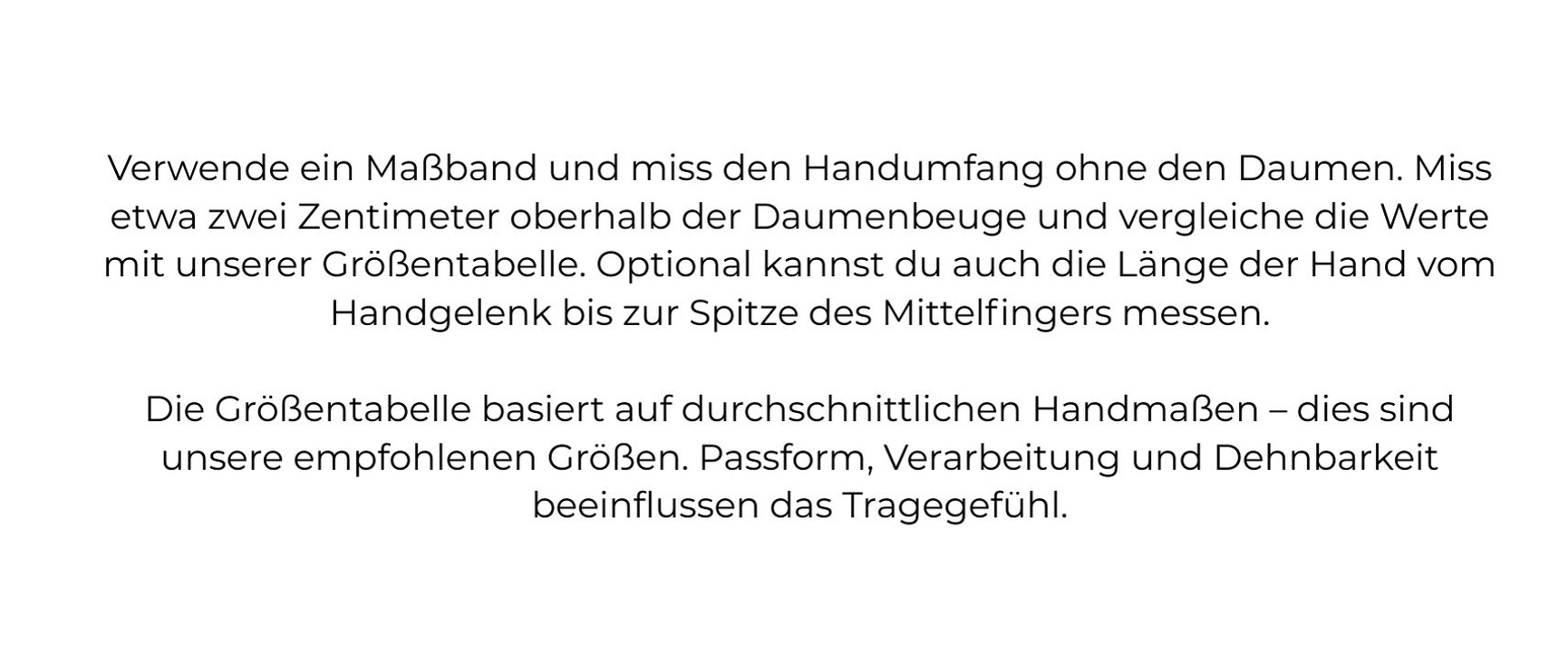 Größentabellen