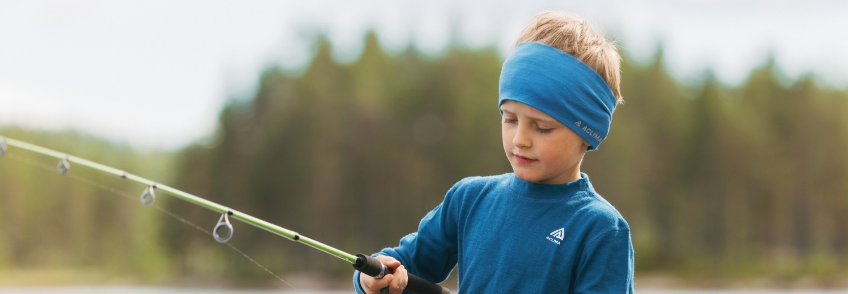 Aclima pannebånd ull barn blå