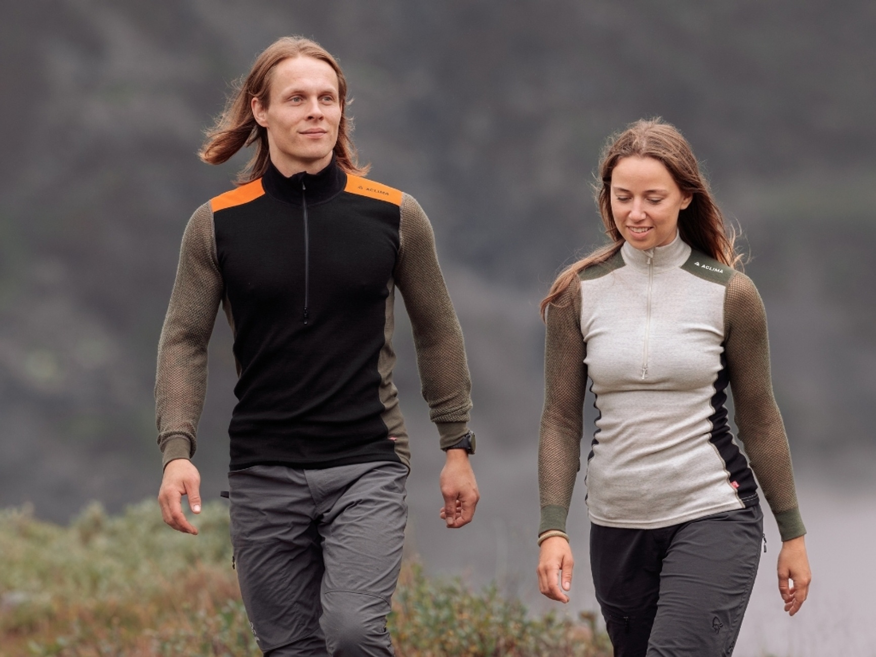 Aclima WoolNet Hybrid ullnetting svart grønt dame og herre