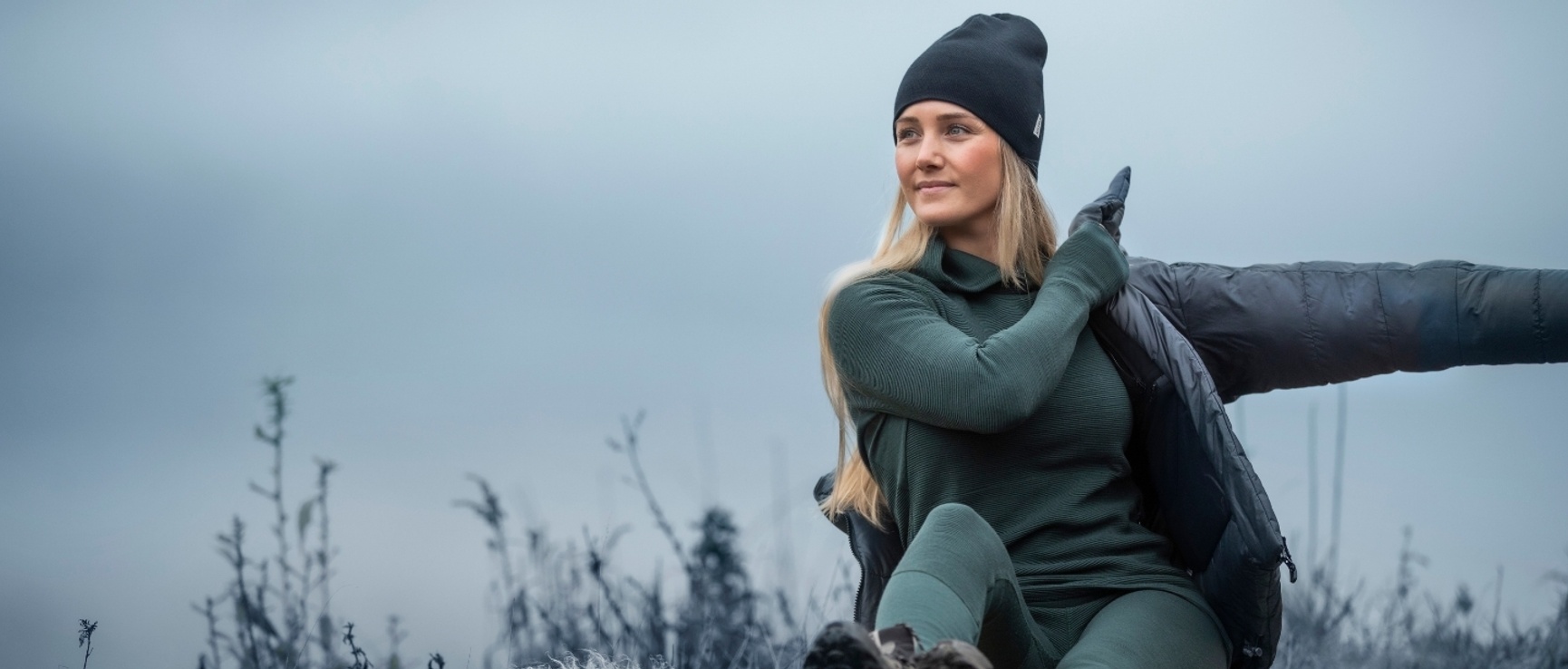 Aclima StreamWool wool shirt and wool long johns green women's