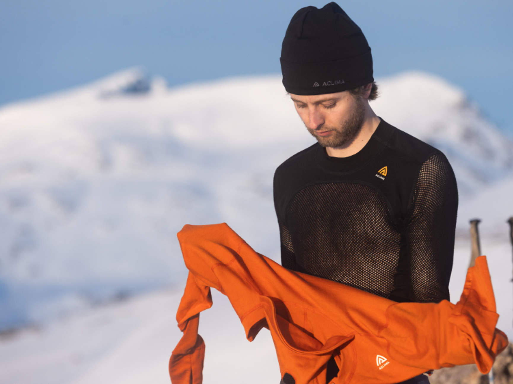 Aclima WarmWool Wollpullover orange für Herren