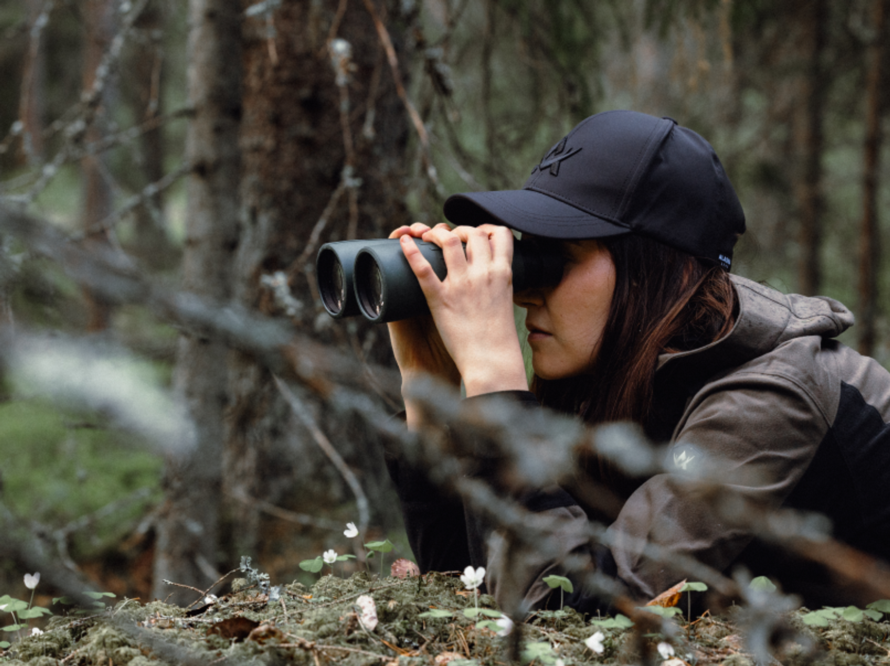 Woman with binoculars