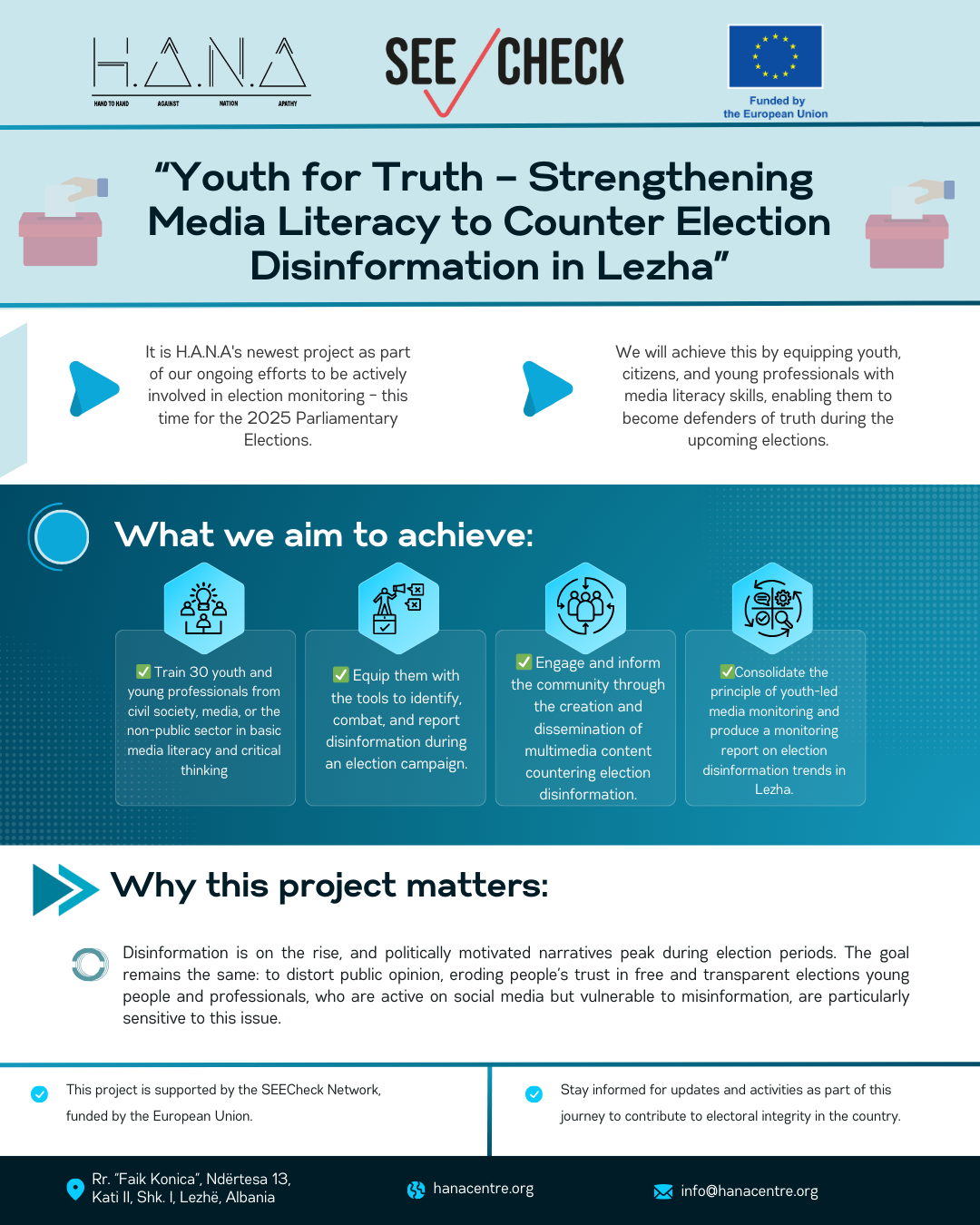 "Youth for Truth – Media Education to Combat Electoral Disinformation in Lezha" - H.A.N.A and SEECheck