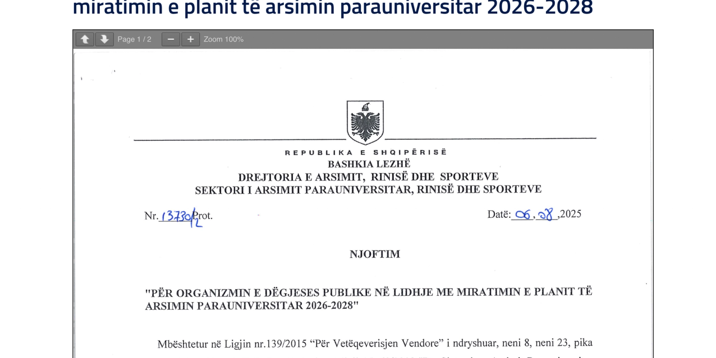 Call for Transparency and Public Participation in the 2026–2028 Education Plan of Lezhë Municipality