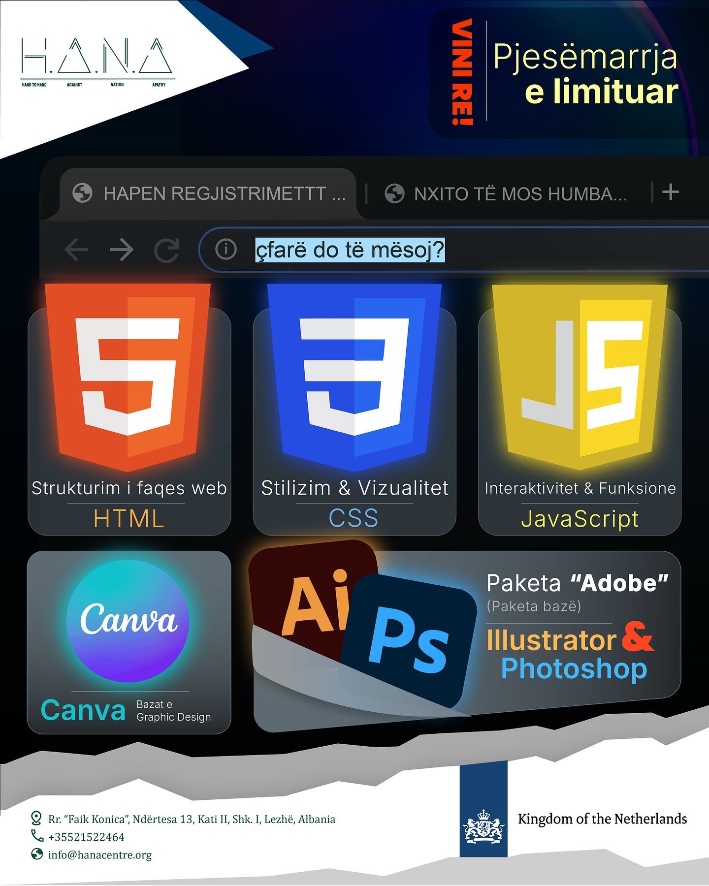 Meet Jetmir Shtjefni – Instructor of the Web & Graphic Design Course @ H.A.N.A Centre