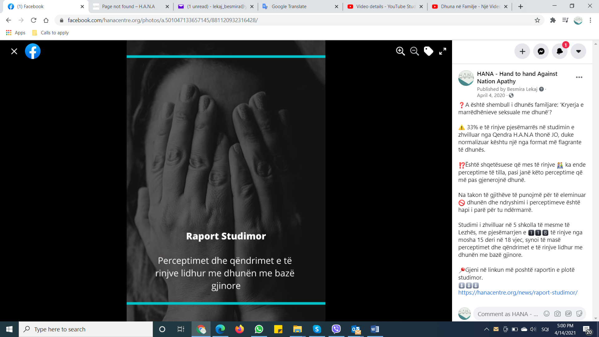 Study report "Perceptions and attitudes of young people regarding gender-based violence"