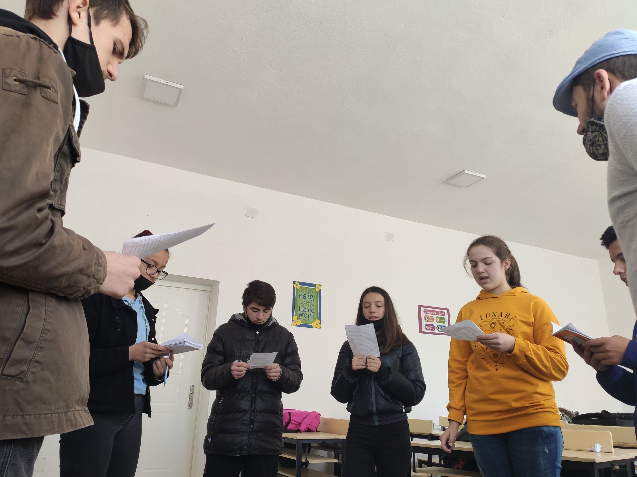 Rehearsal for staging the theatrical play "Apollo's Reeducation"
