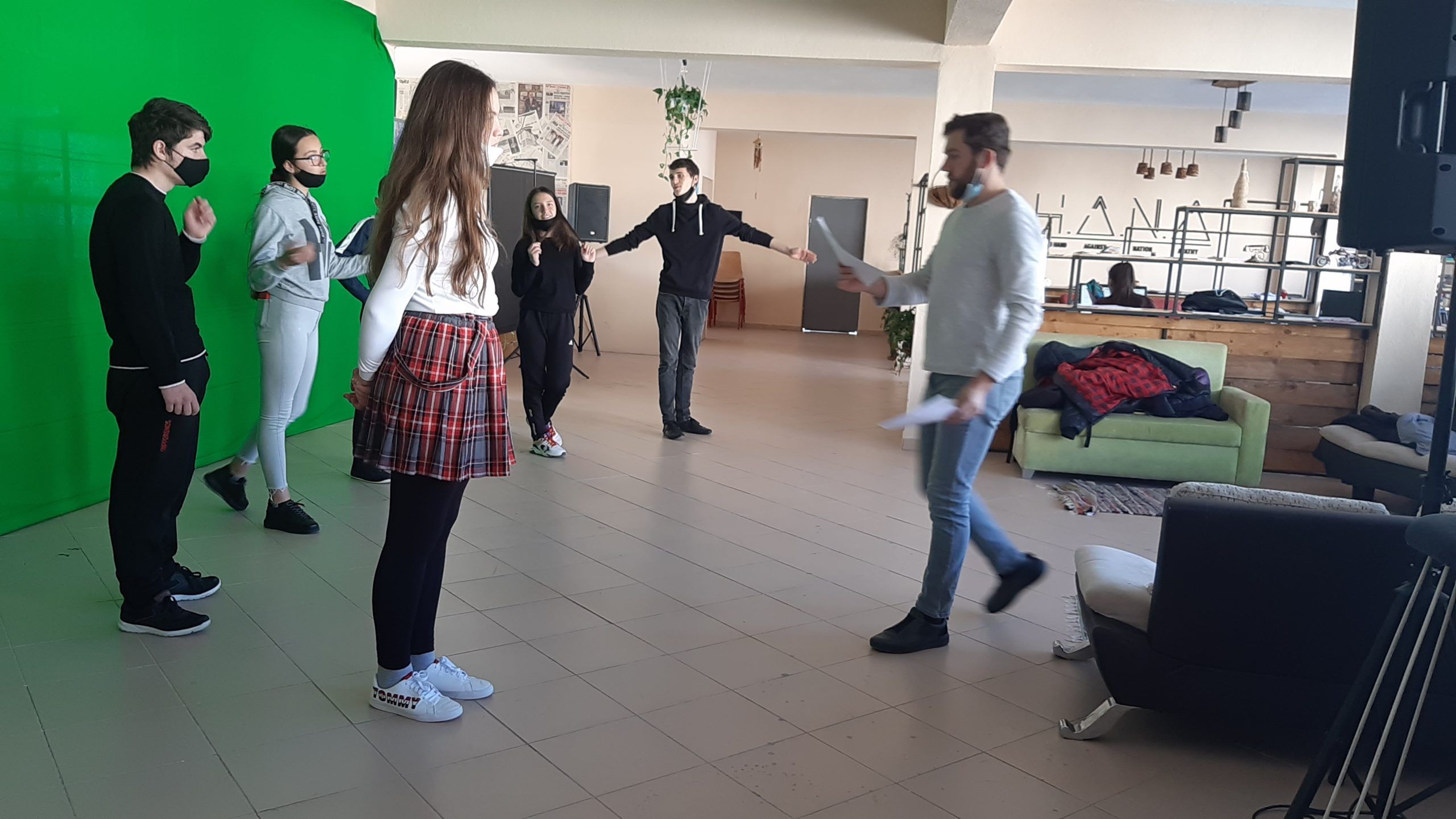 Rehearsal for staging the theatrical play "Apollo's Reeducation"