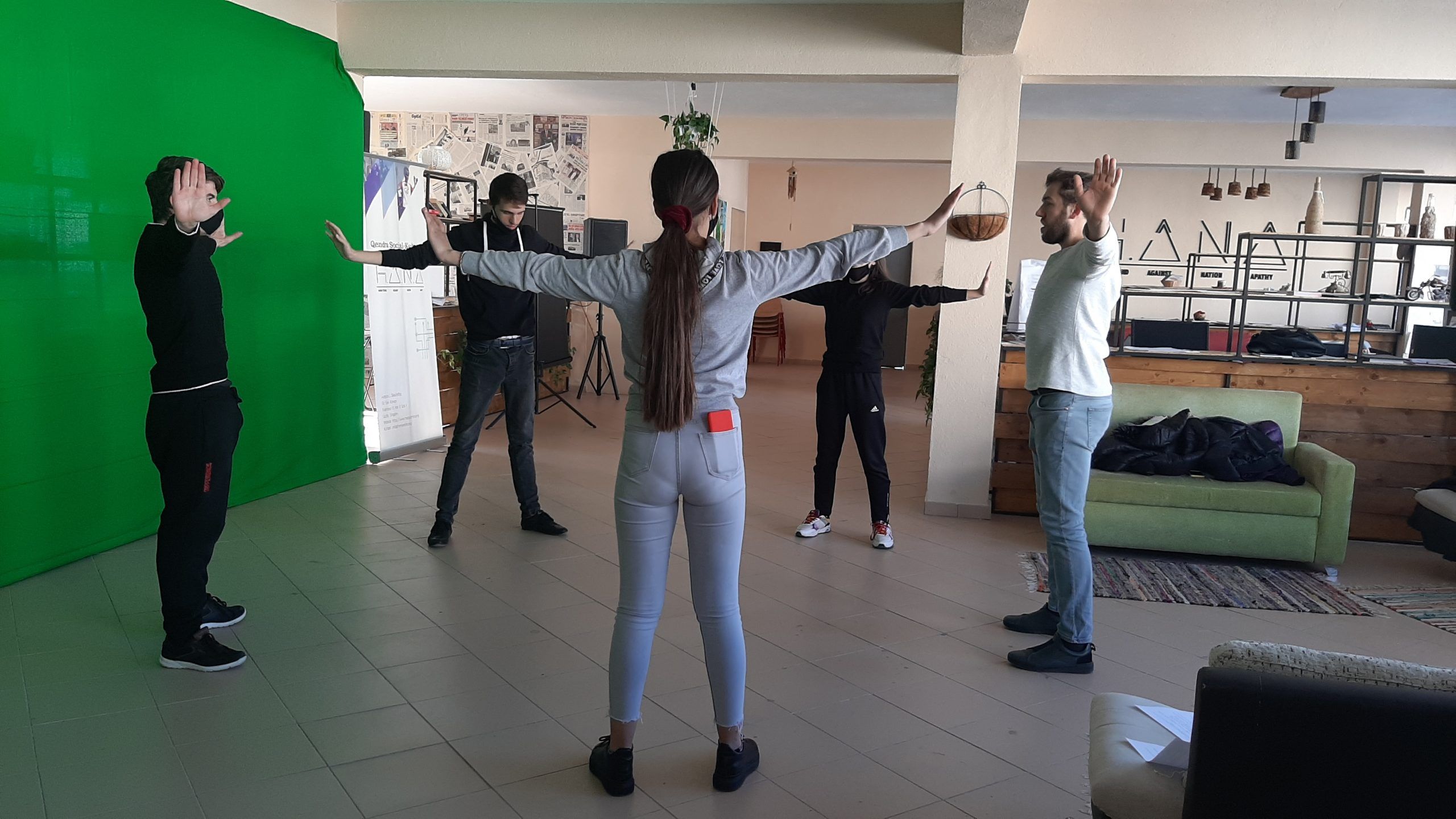 Rehearsal for staging the theatrical play "Apollo's Reeducation"
