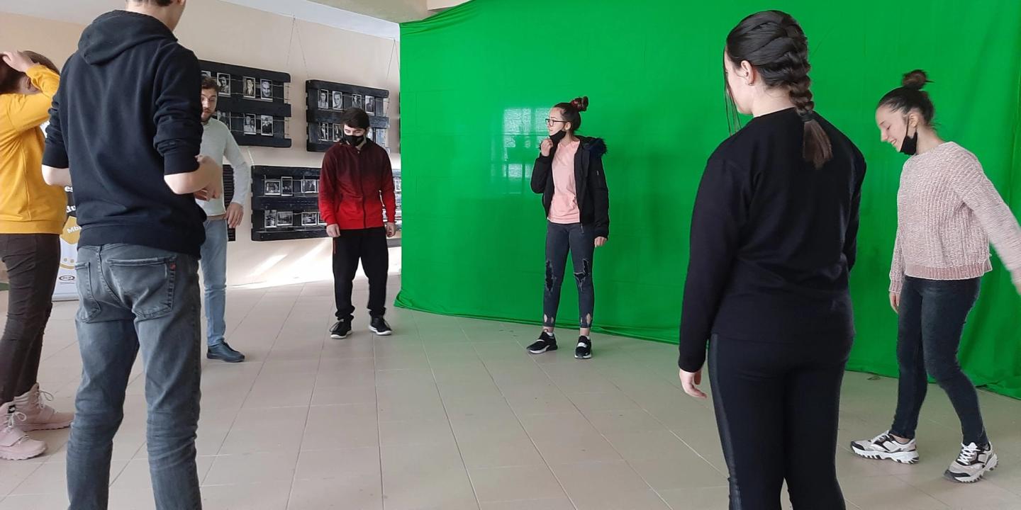 Rehearsal for staging the theatrical play "Apollo's Reeducation"