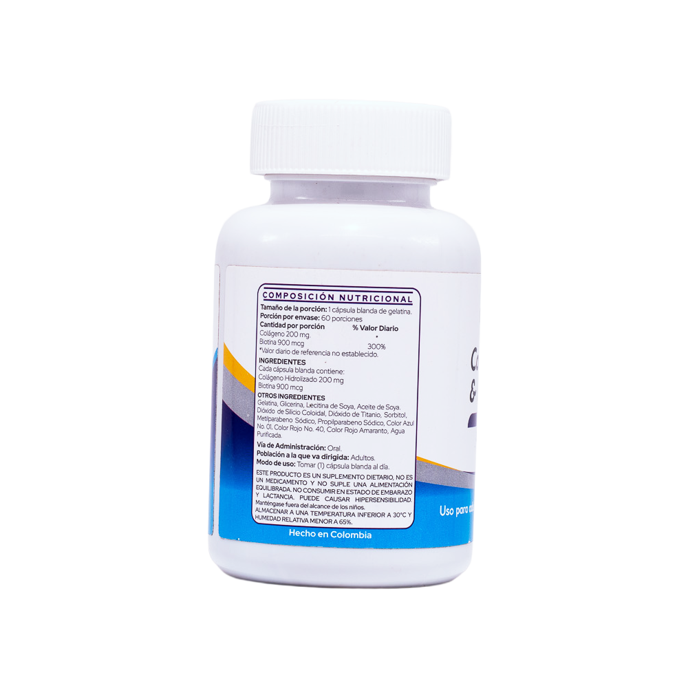 COLÁGENO 200 mg + BIOTINA 900 mcg x 60 Softgels miniatura 2
