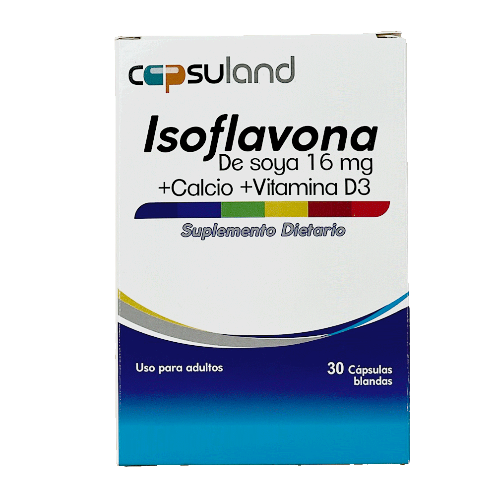 ISOFLAVONA DE SOYA 16 mg + CALCIO + VITAMINA D3 - Suplemento dietario certificado INVIMA