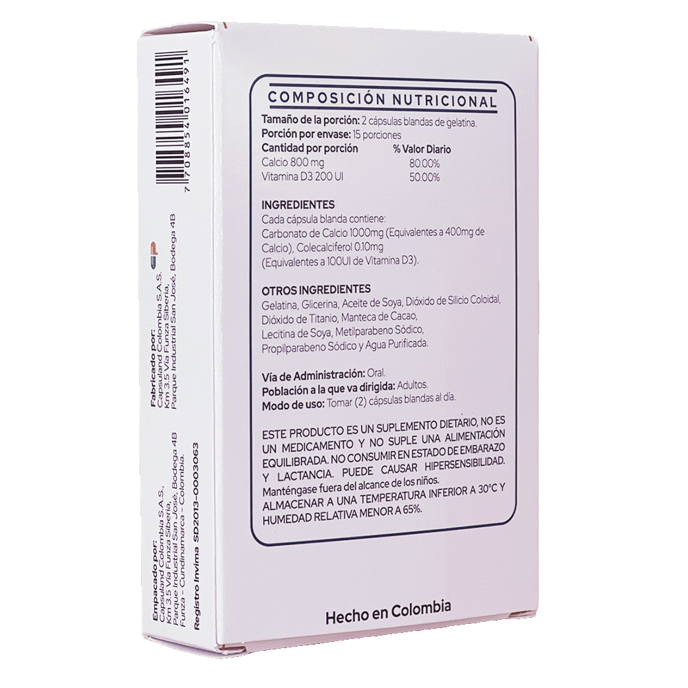 CALCIO 400 mg + VITAMINA D3 X 60 Softgels miniatura 3