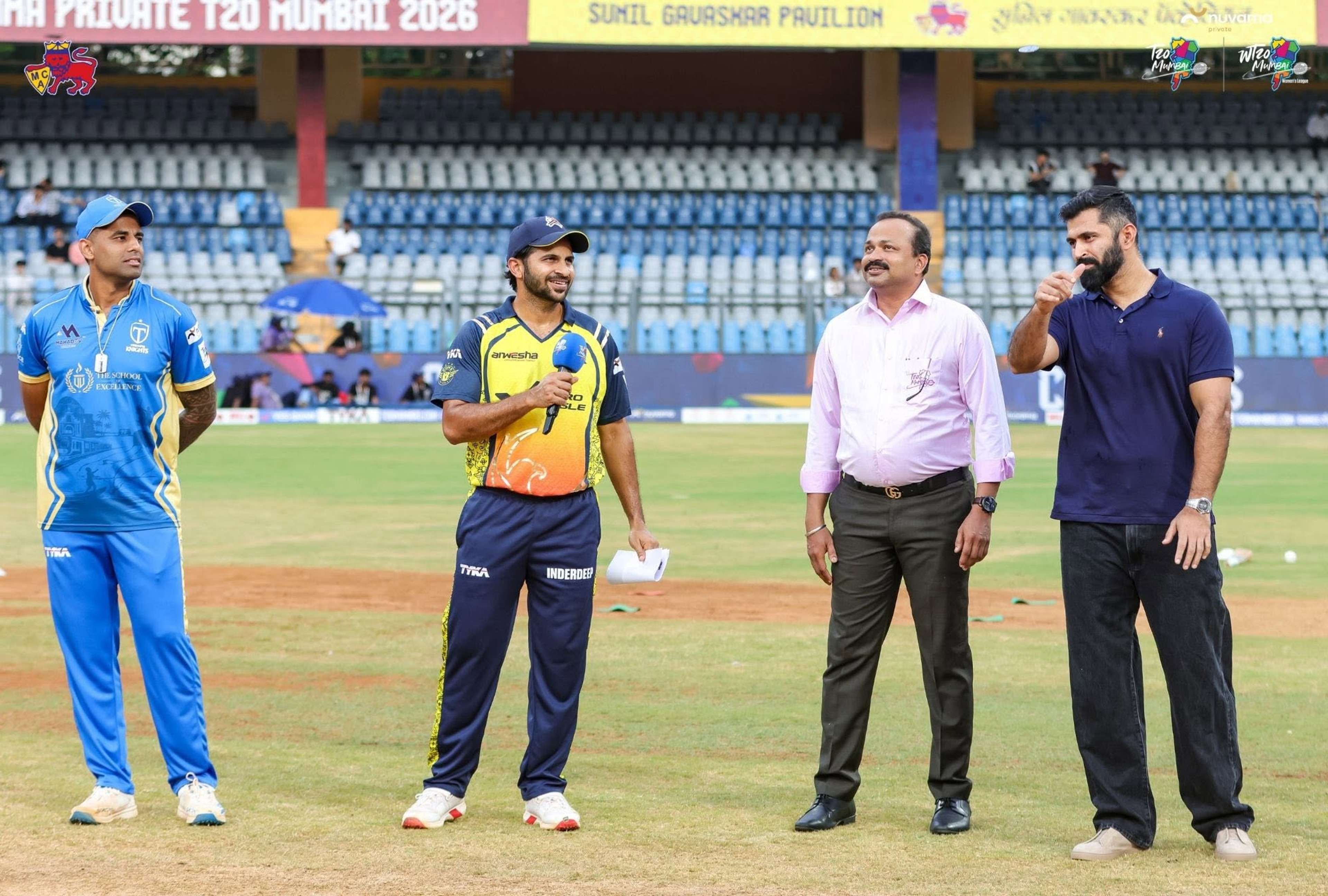 Suryakumar Yadav, Shardul Thakur & Abhishek Nayyar at Toss