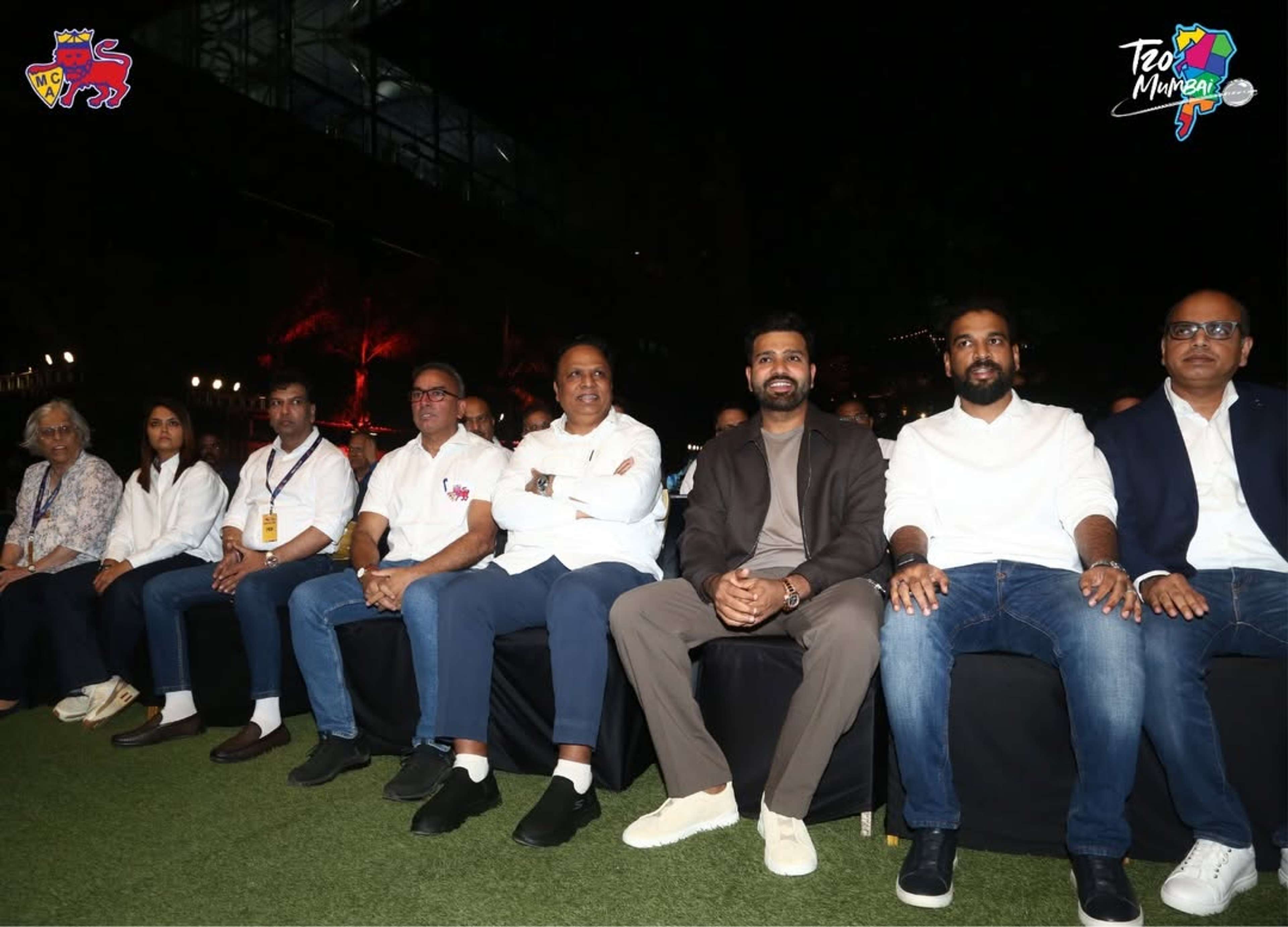 MCA Committe with Rohit Sharma & Ashish Shelar at T20 Mumbai 2026 Launch