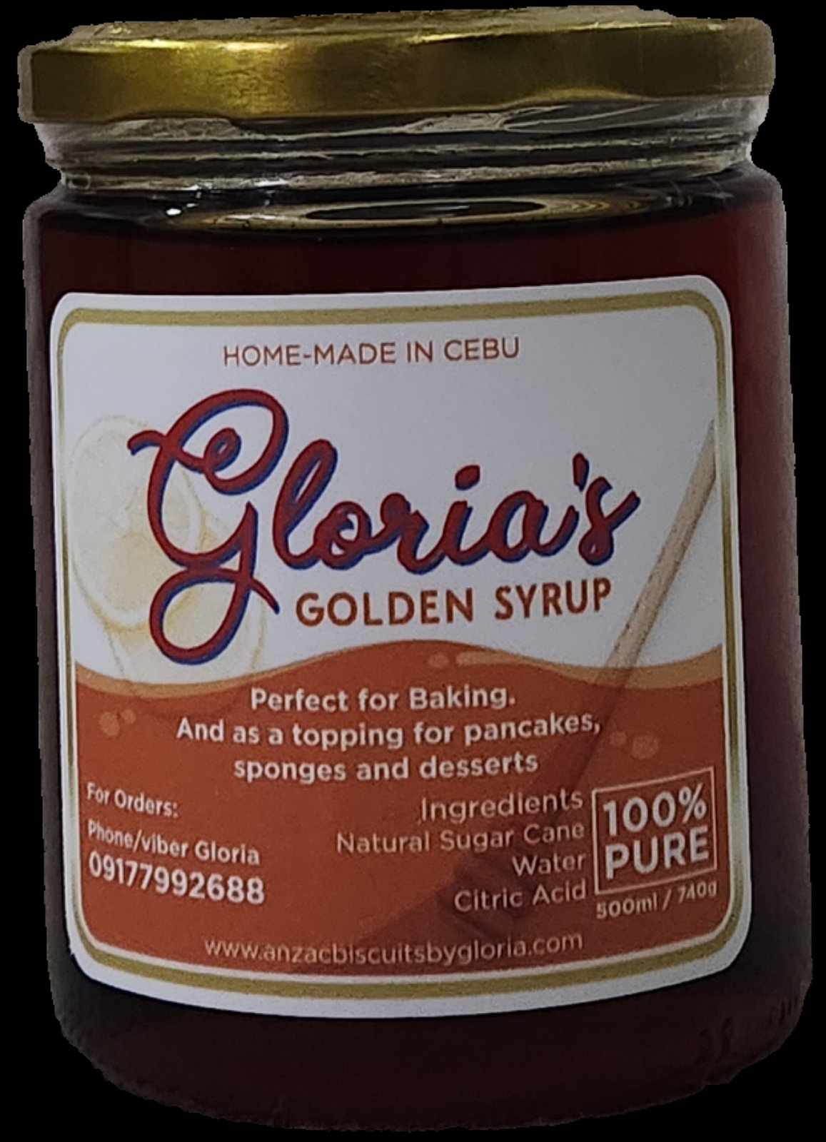 A jar of Gloria's home-made golden syrup