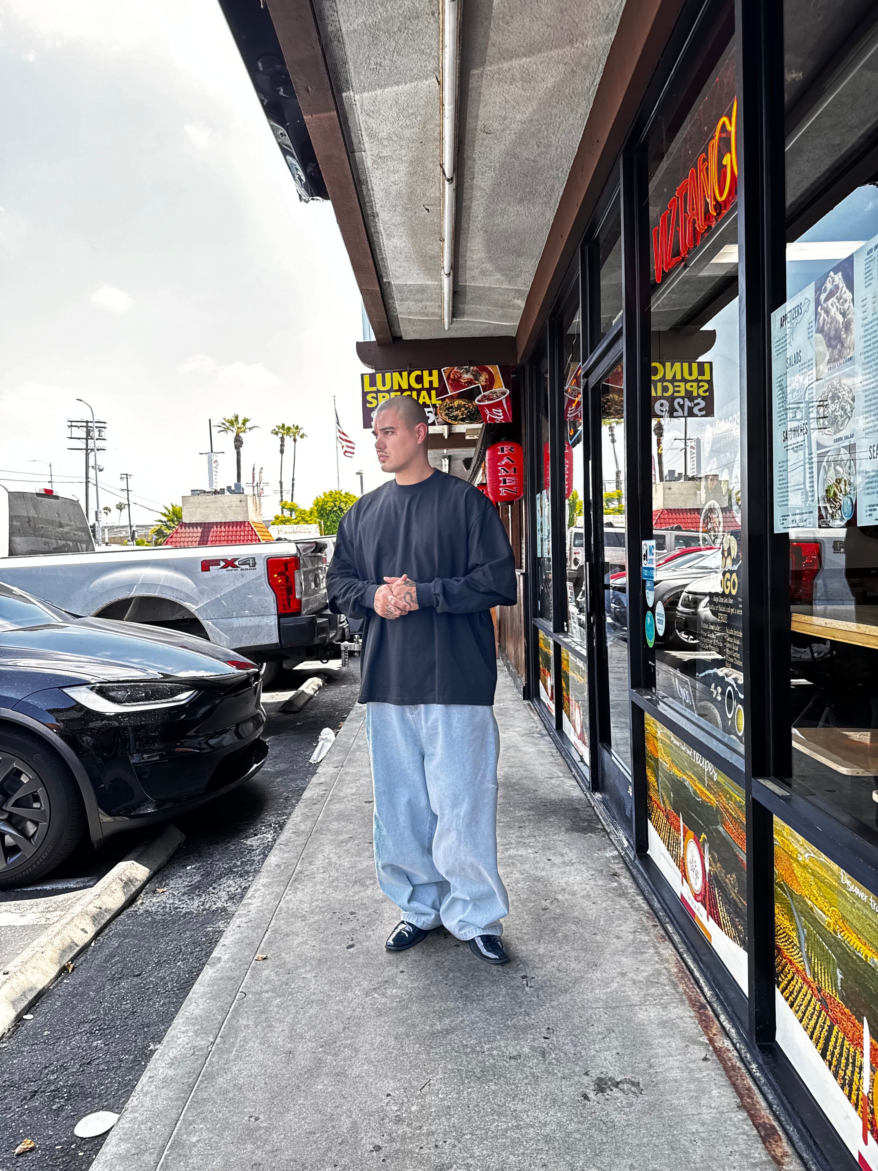 7.5oz Max Heavyweight Oversized Tee + 7.5oz Max Heavyweight Garment Dye Long Sleeve + Balloon Denim