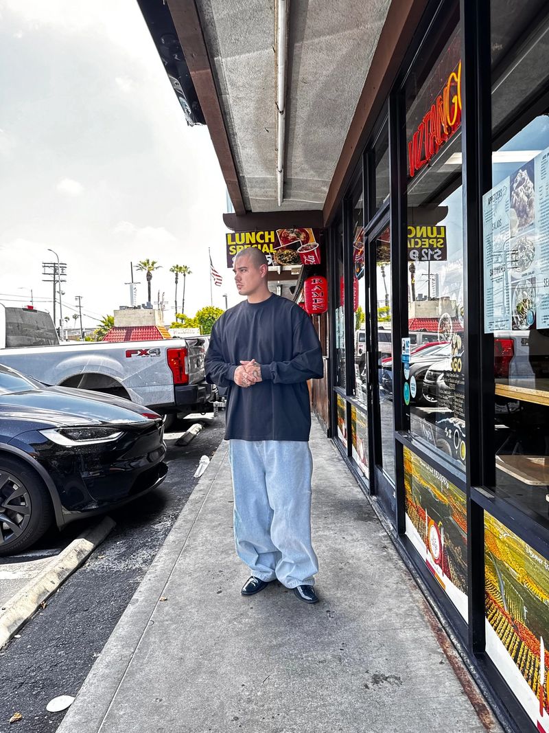 7.5oz Max Heavyweight Oversized Tee + 7.5oz Max Heavyweight Garment Dye Long Sleeve + Balloon Denim