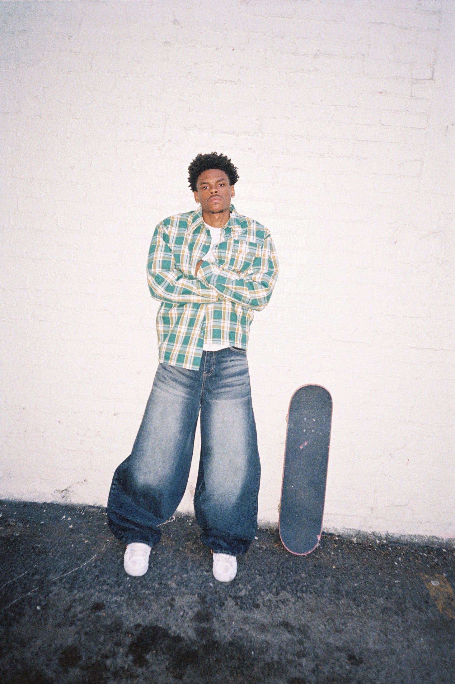 Plaid Jacket 2.0 + 7.5oz Max Heavyweight Cropped Tee - Standard + Barrel Balloon Denim