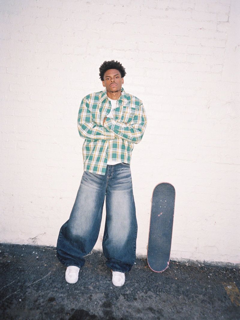 Plaid Jacket 2.0 + 7.5oz Max Heavyweight Cropped Tee - Standard + Barrel Balloon Denim