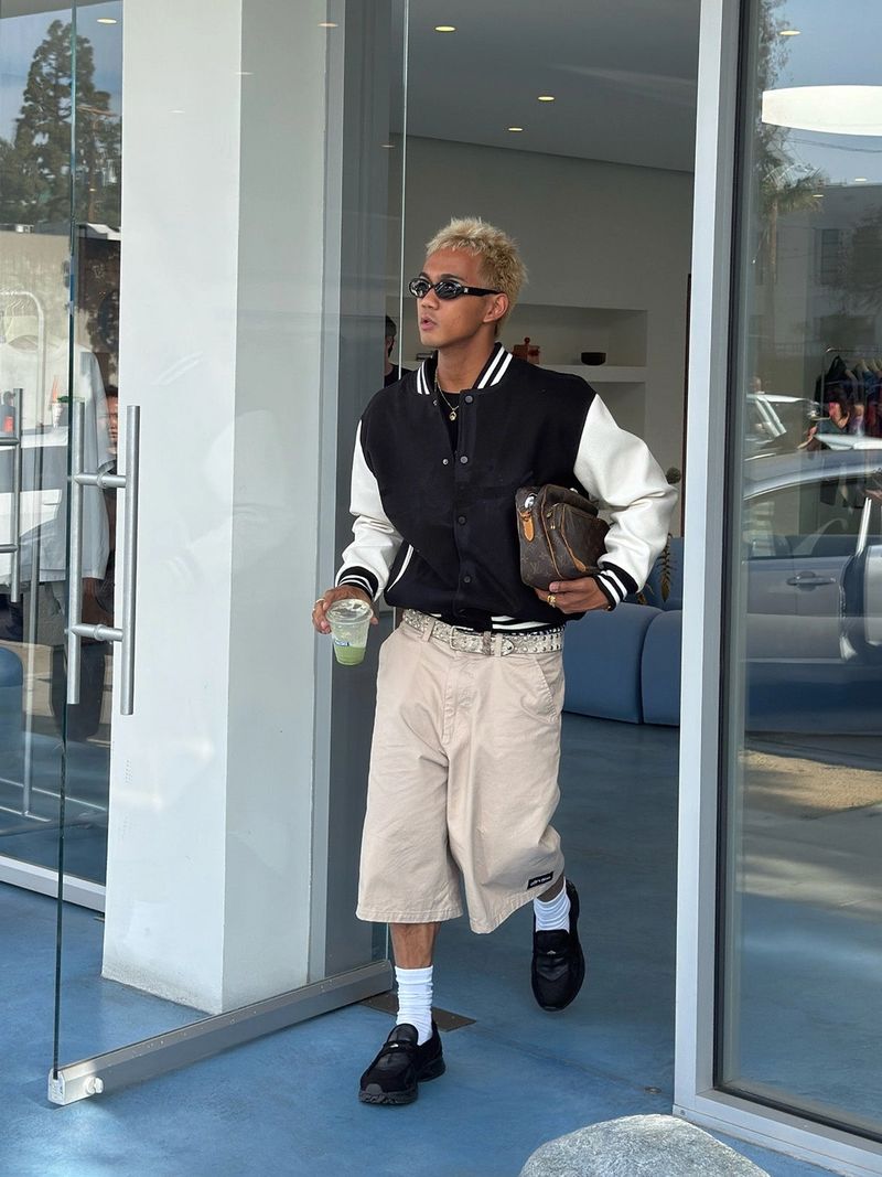 Letterman Jacket + Baggy Twill Shorts