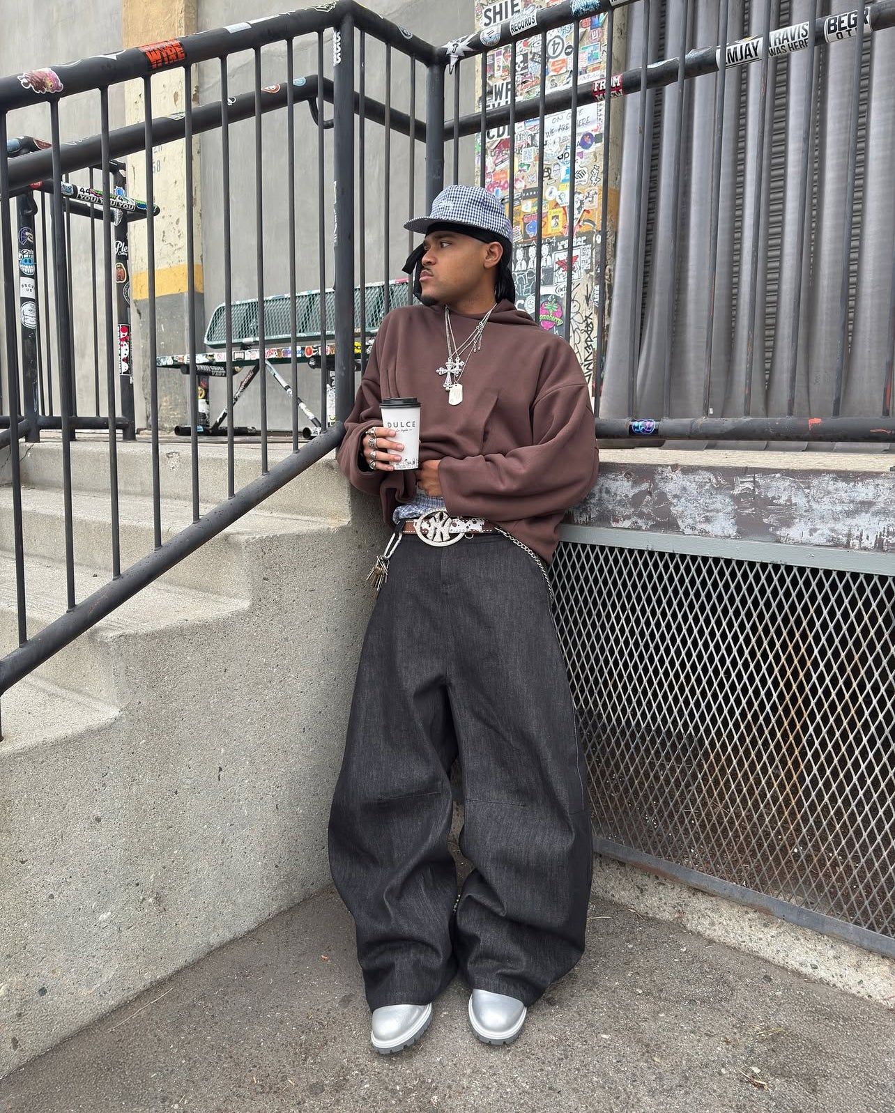 Garment Dye Poncho Hoodie + Balloon Denim