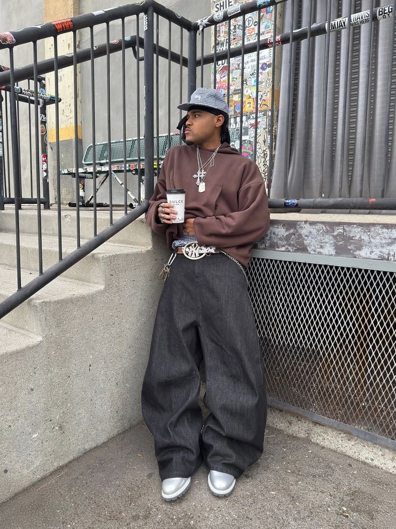 Garment Dye Poncho Hoodie + Balloon Denim