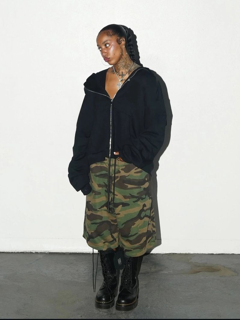 12.0oz Double Zip Garment Dye Hoodie + Baggy Fleece Shorts