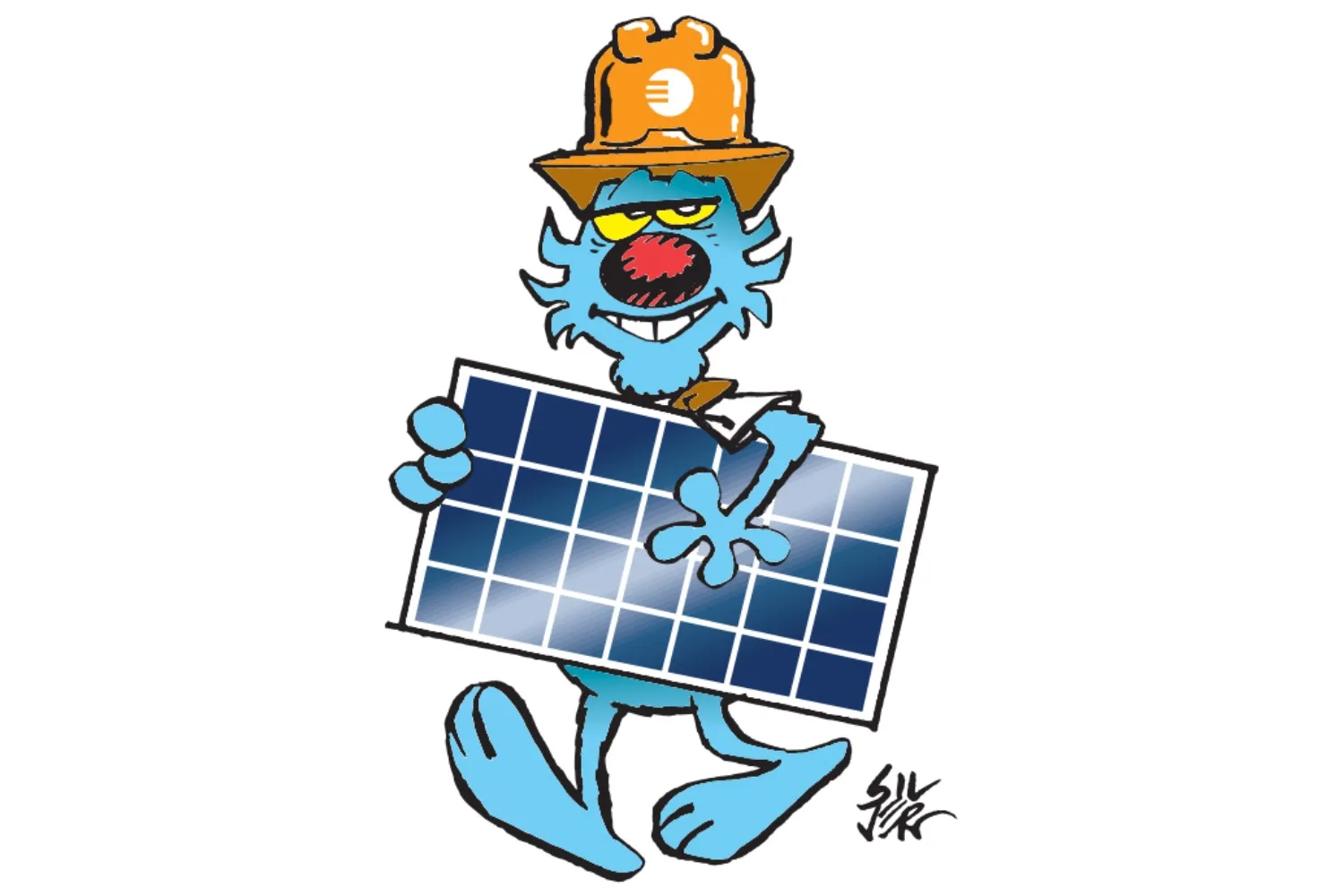 Lupo Alberto con pannello fotovoltaico sotto braccio