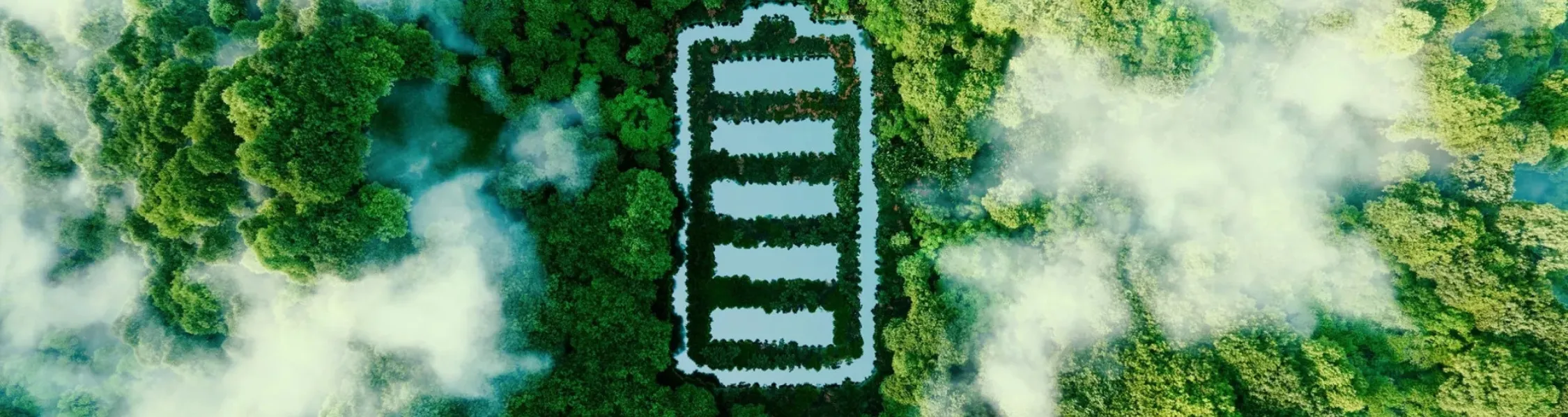 foresta con simbolo batteria nel mezzo