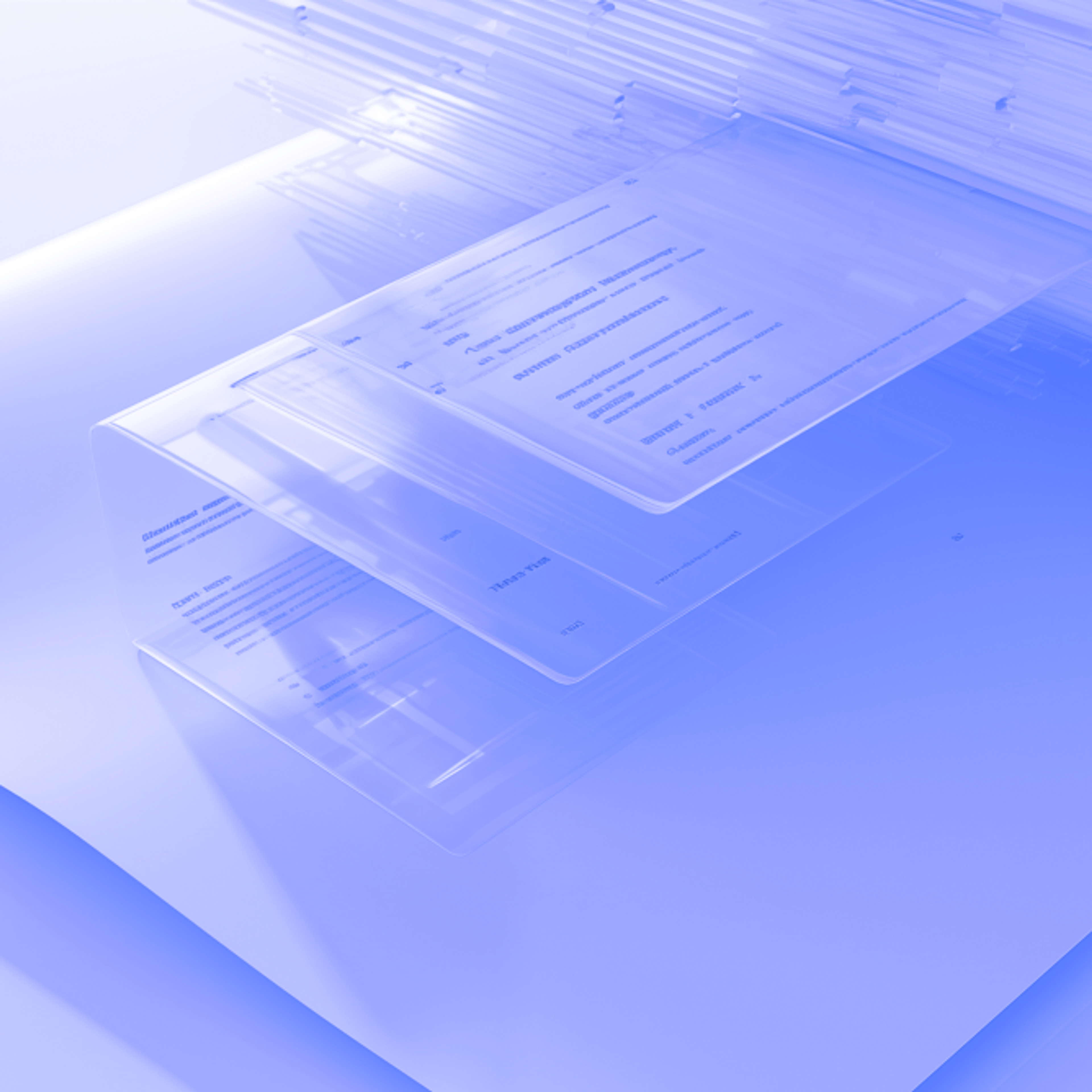 Abstract transparent browser-like windows laying on a white plane